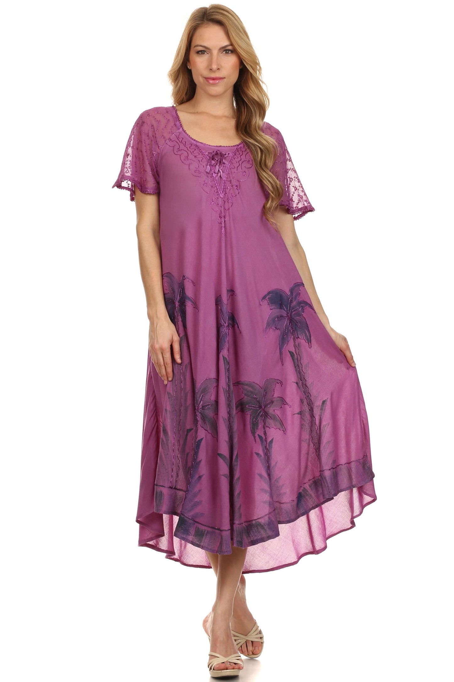 Sakkas Kai Palm Tree Caftan Tank Dress / Cover Up - Concordia Style Boutique