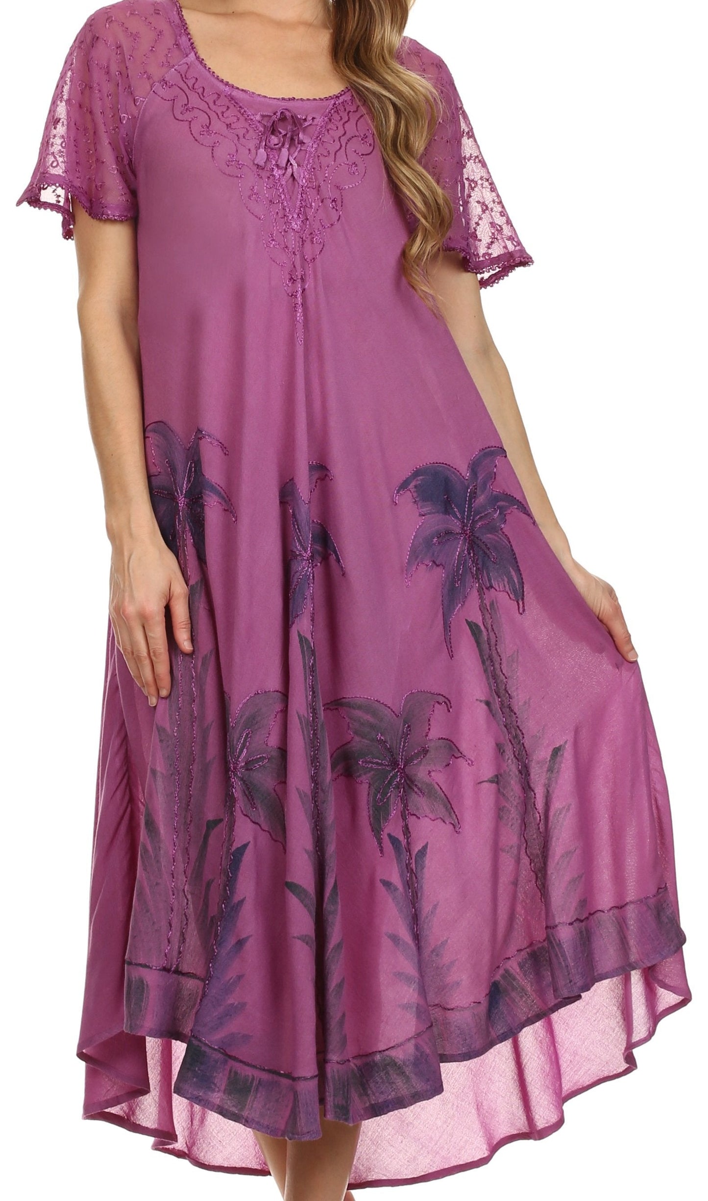 Sakkas Kai Palm Tree Caftan Tank Dress / Cover Up - Concordia Style Boutique