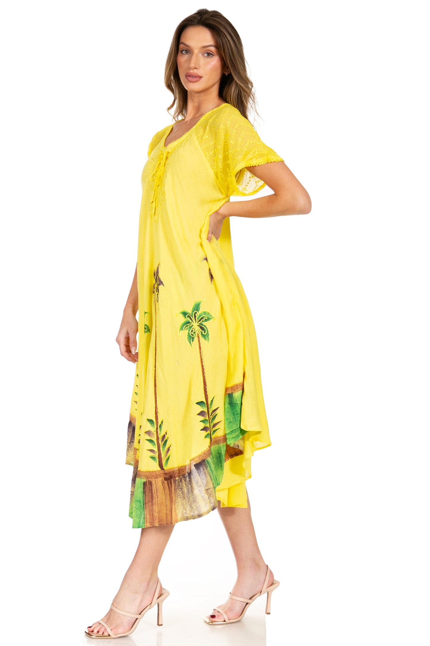 Sakkas Kai Palm Tree Caftan Tank Dress / Cover Up - Concordia Style Boutique