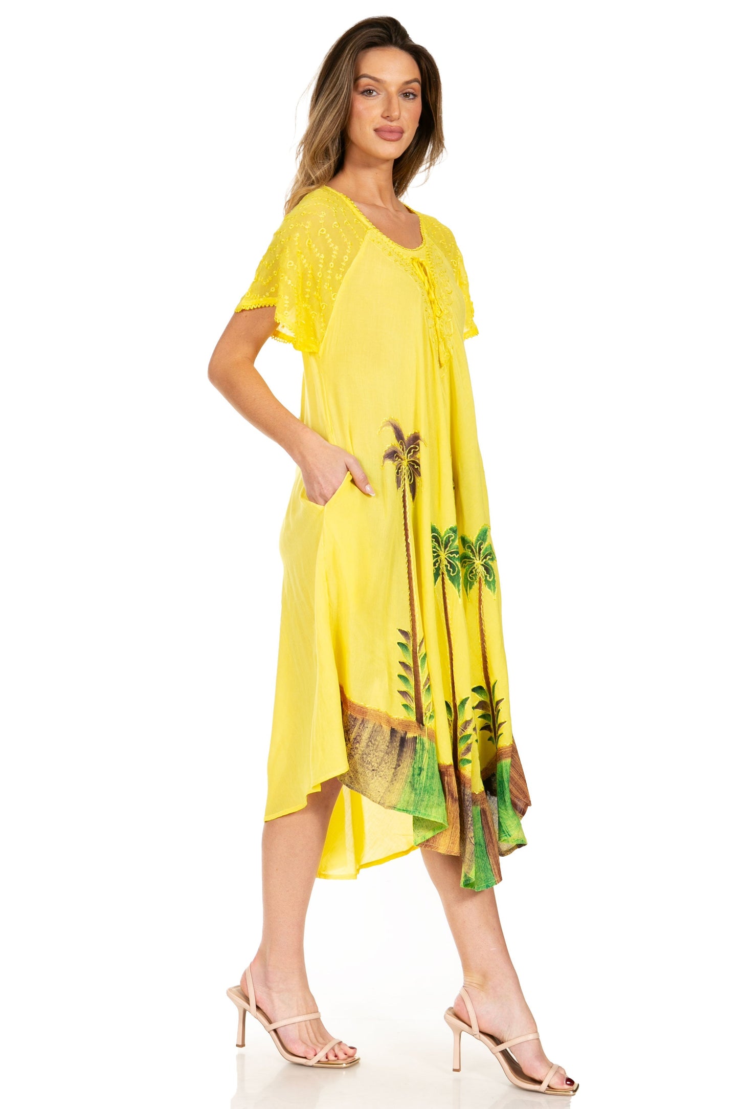 Sakkas Kai Palm Tree Caftan Tank Dress / Cover Up - Concordia Style Boutique
