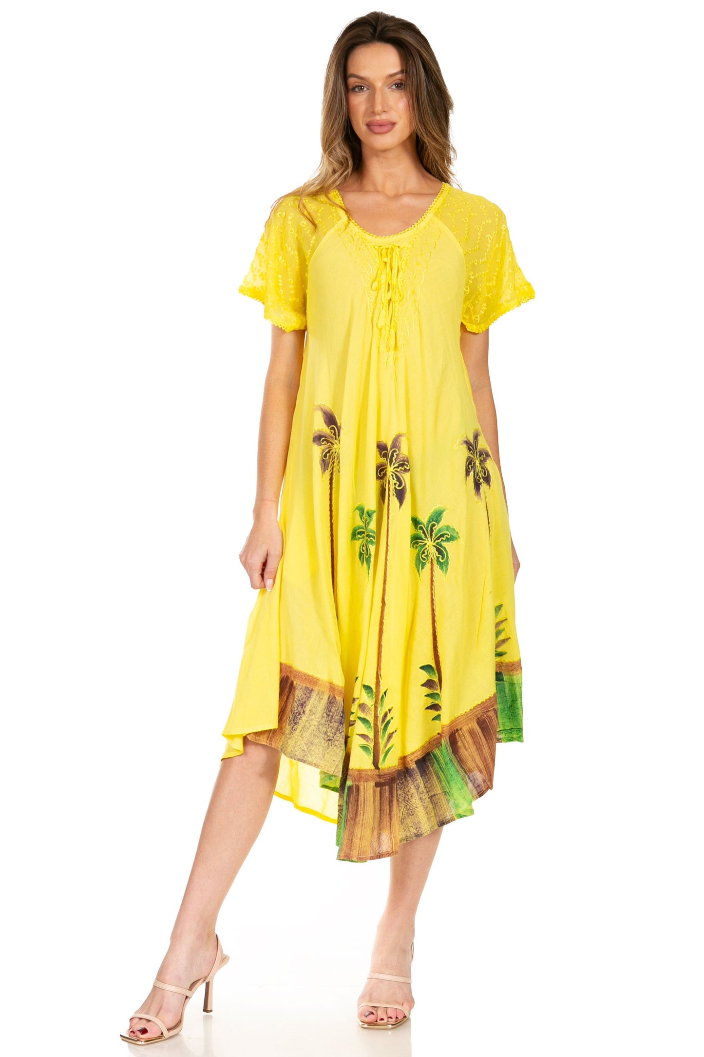 Sakkas Kai Palm Tree Caftan Tank Dress / Cover Up - Concordia Style Boutique