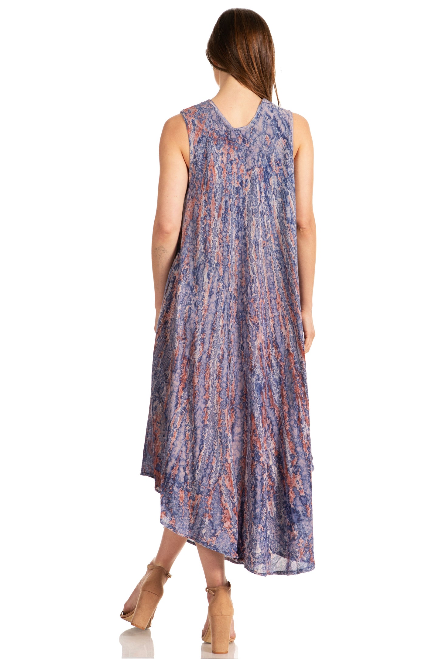 Sakkas Kara Long Draped Sleeveless Marbled Caftan Dress / Cover Up - Concordia Style Boutique