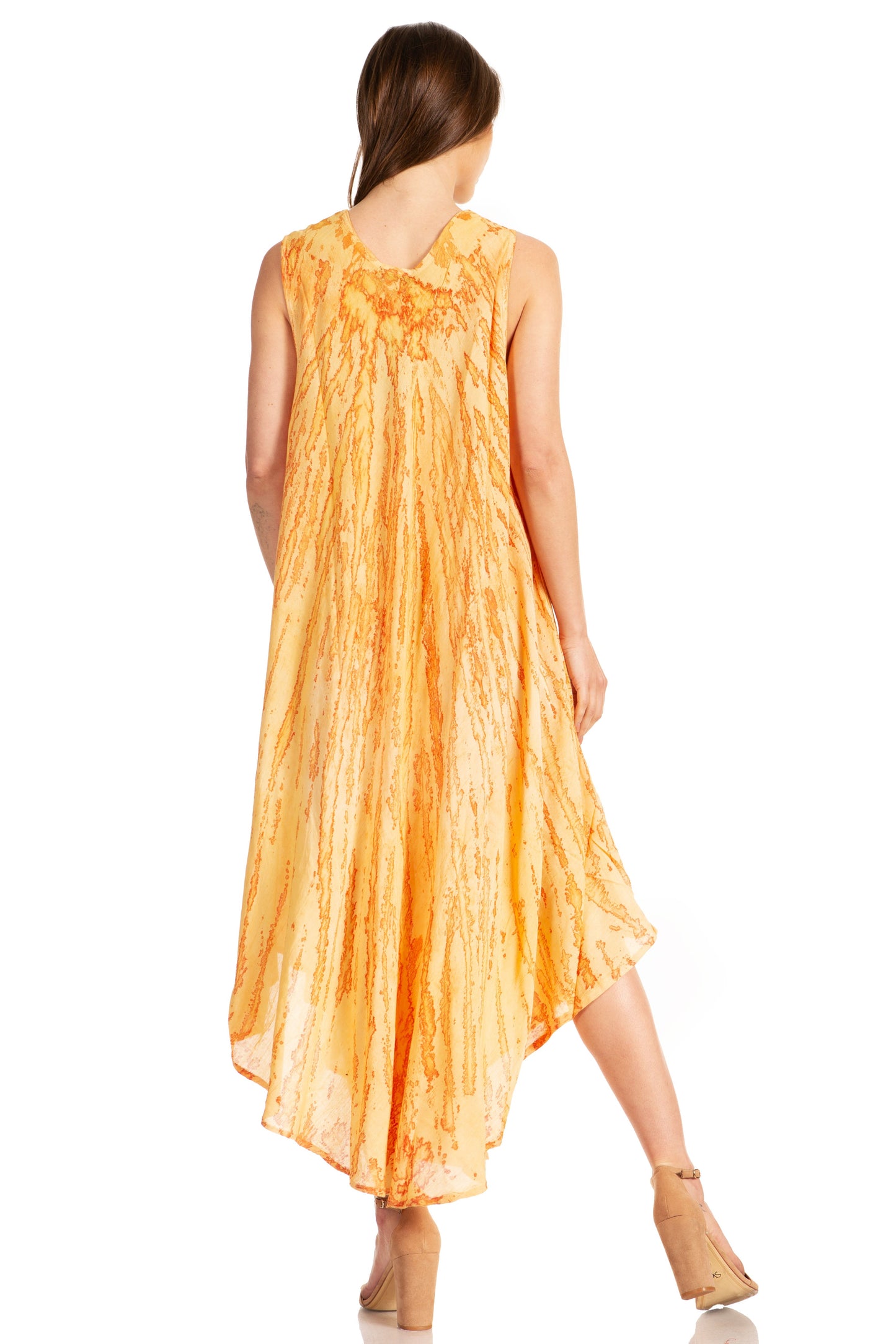 Sakkas Kara Long Draped Sleeveless Marbled Caftan Dress / Cover Up - Concordia Style Boutique