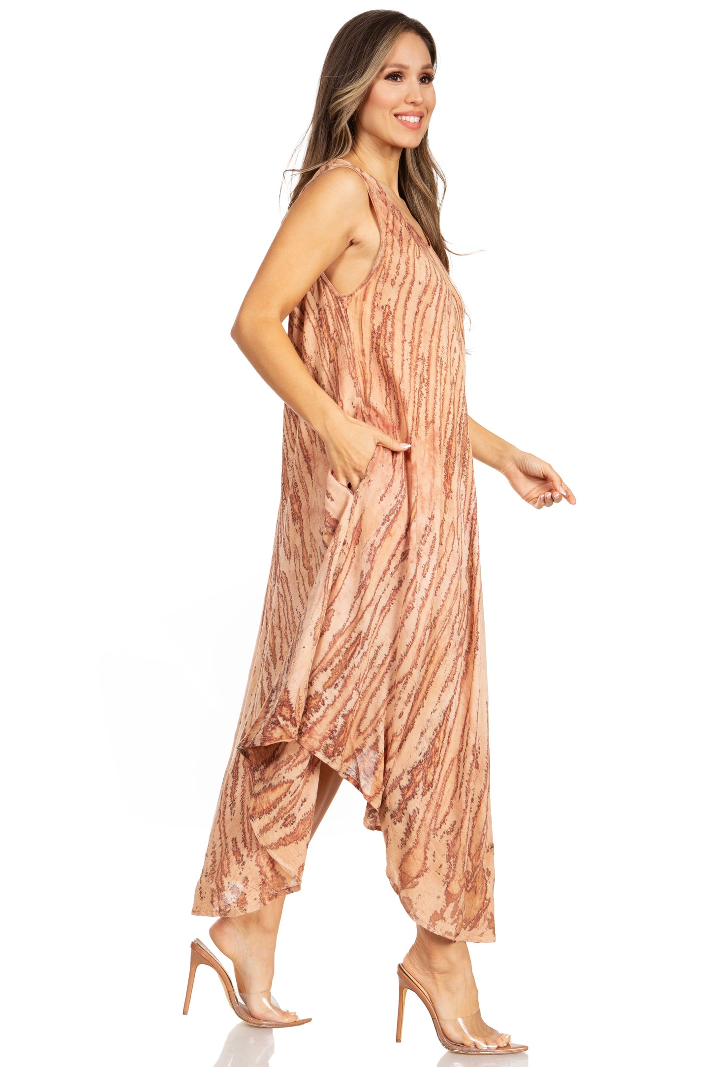 Sakkas Kara Long Draped Sleeveless Marbled Caftan Dress / Cover Up - Concordia Style Boutique
