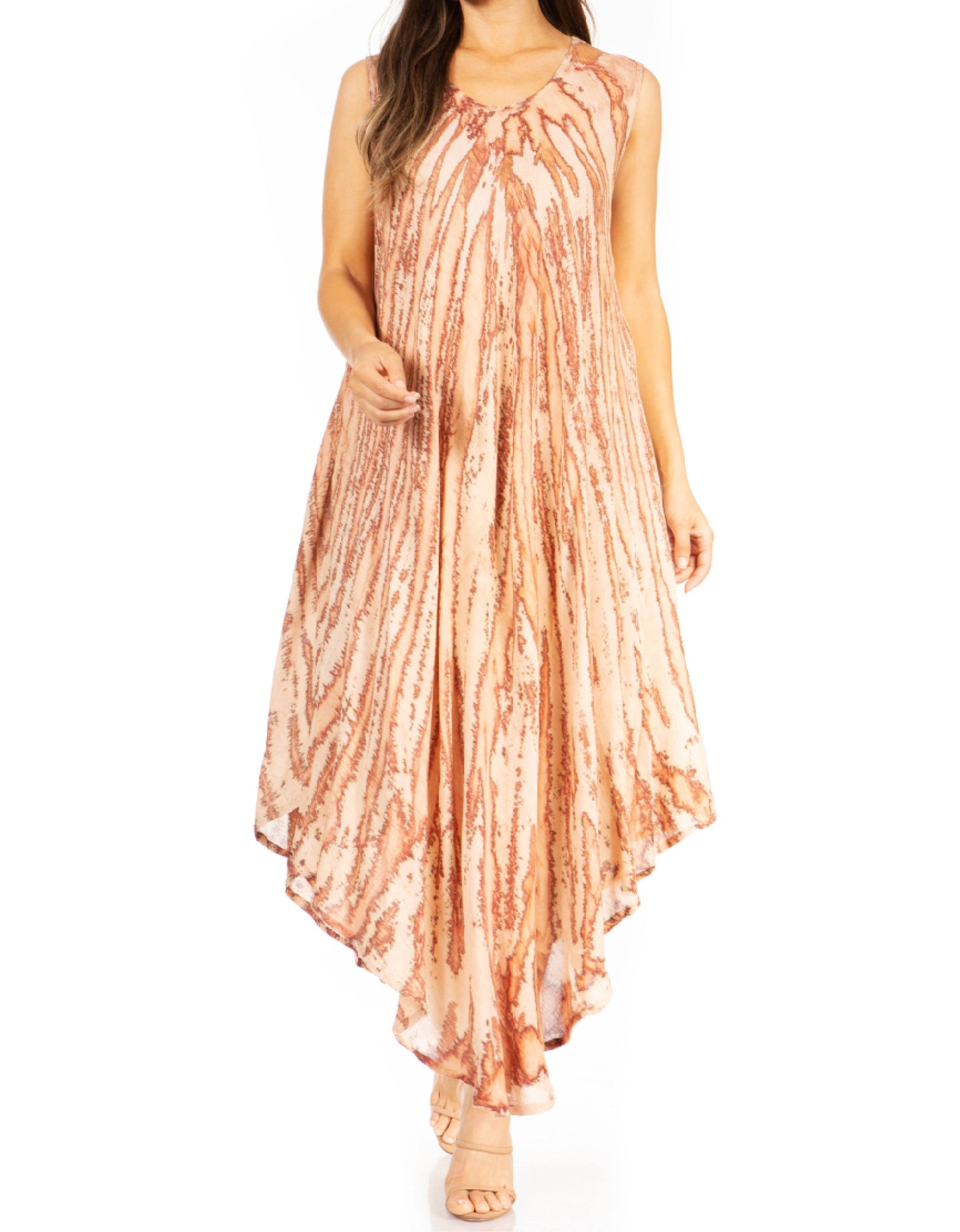Sakkas Kara Long Draped Sleeveless Marbled Caftan Dress / Cover Up - Concordia Style Boutique