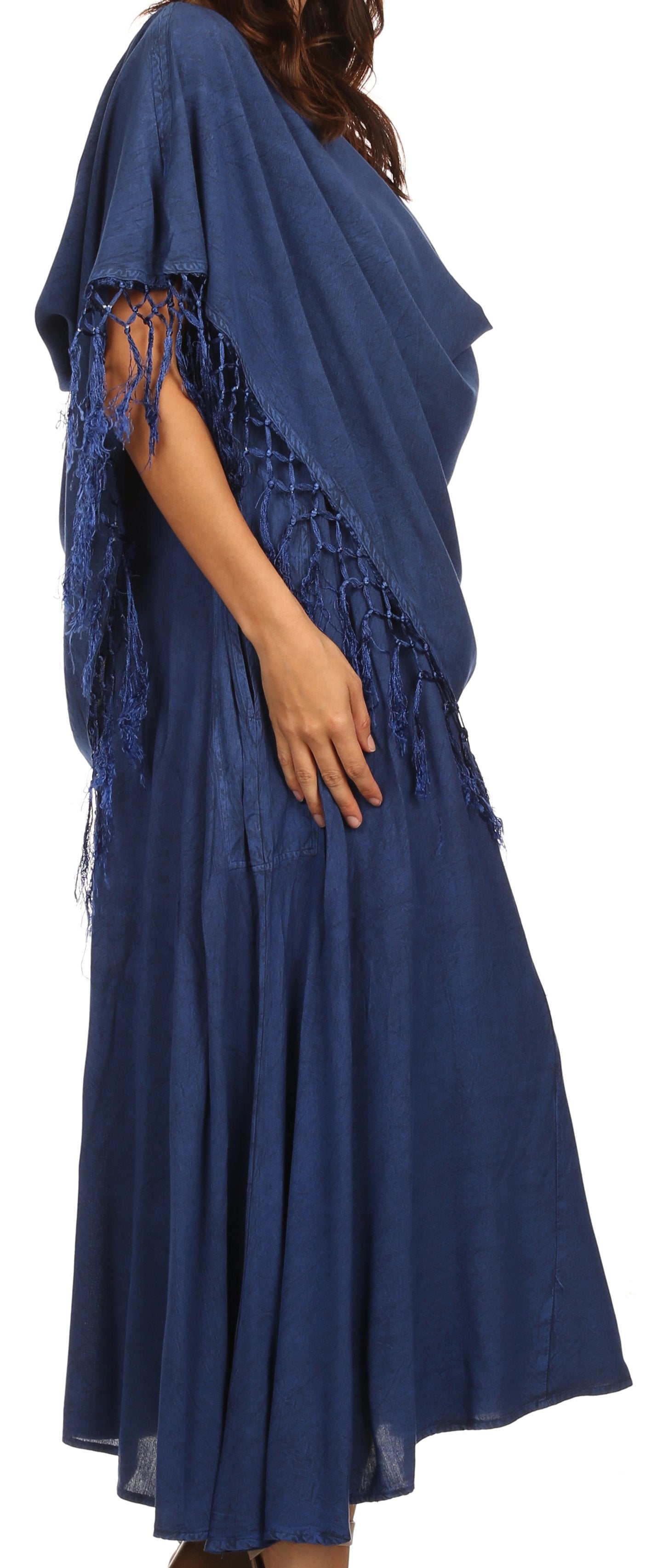 Sakkas Emma Relaxed Fit Scoop Neck Double Layered with Fringe Tank Dress - Concordia Style Boutique