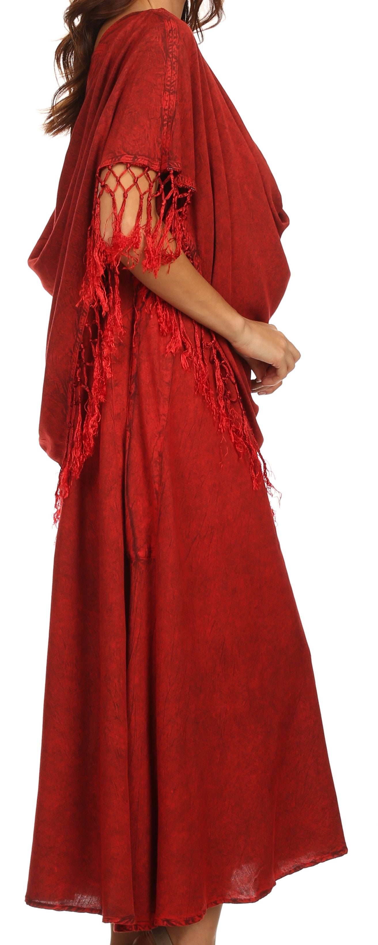 Sakkas Emma Relaxed Fit Scoop Neck Double Layered with Fringe Tank Dress - Concordia Style Boutique