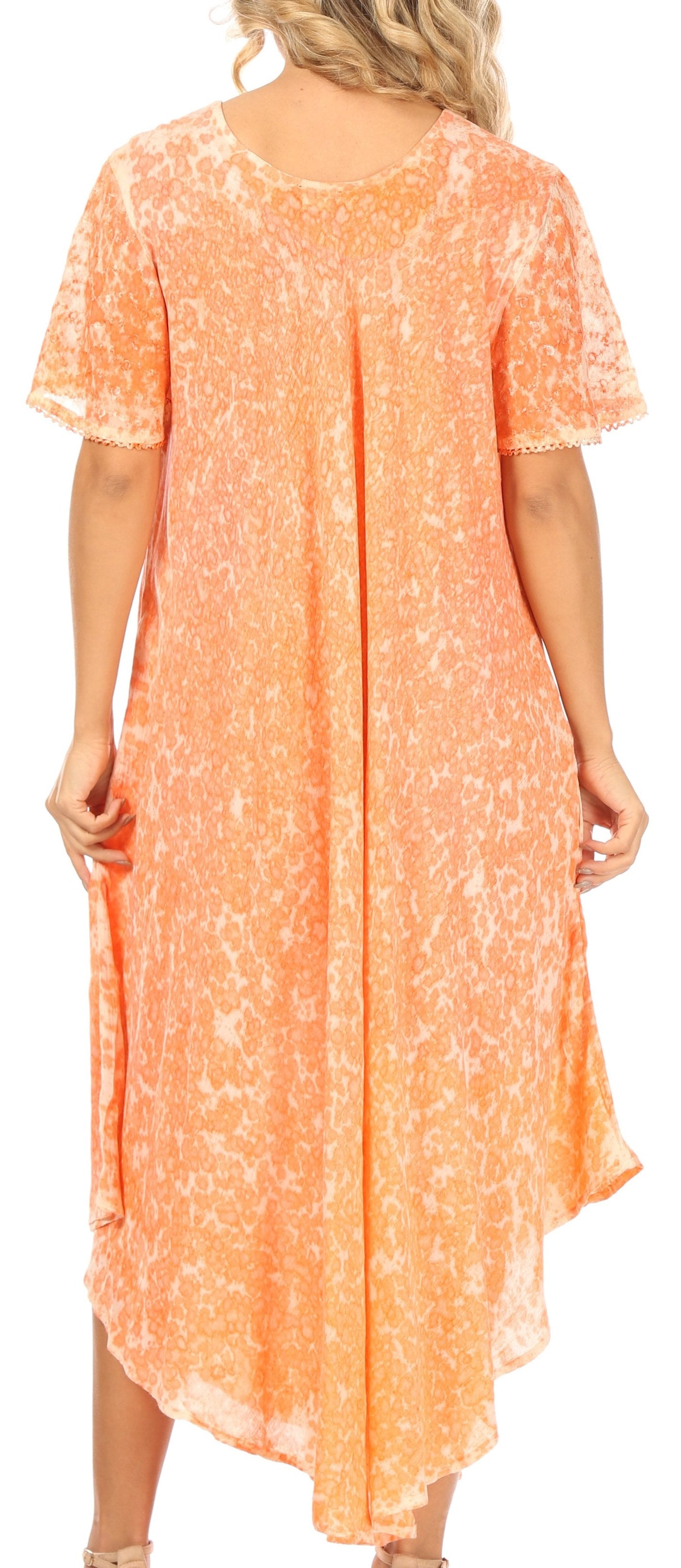 Sakkas Lila Freckled Dyed Cap Sleeve Scoopneck Long Caftan Dress / Cover Up - Concordia Style Boutique