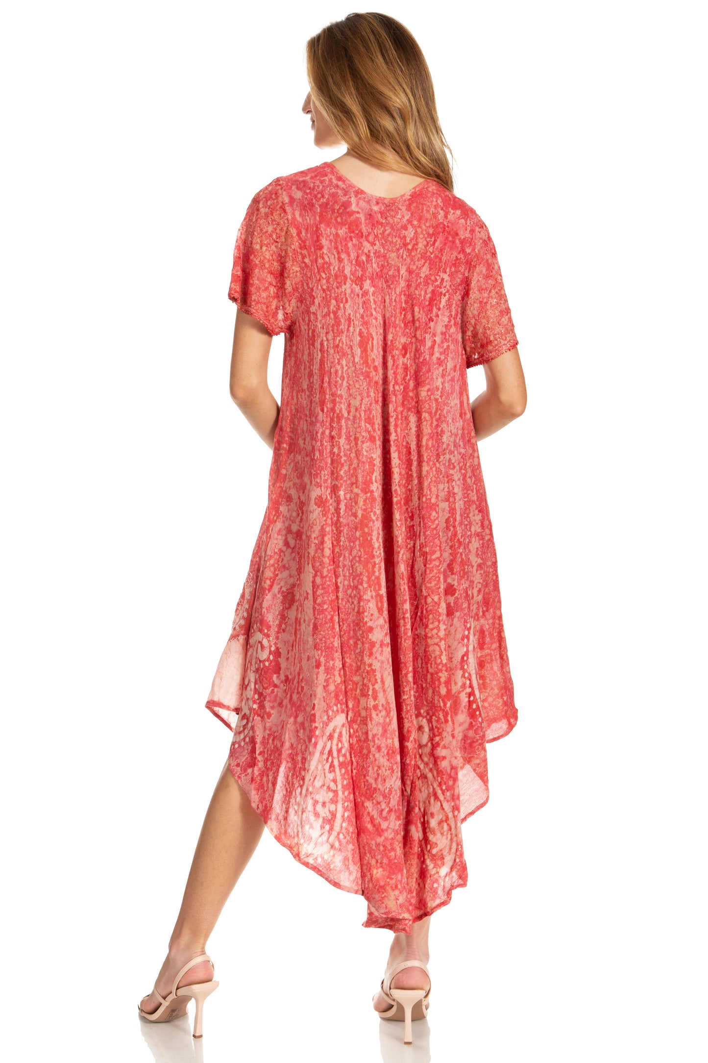 Sakkas Bree Long Embroidered Cap Sleeve Marbled Dress - Concordia Style Boutique