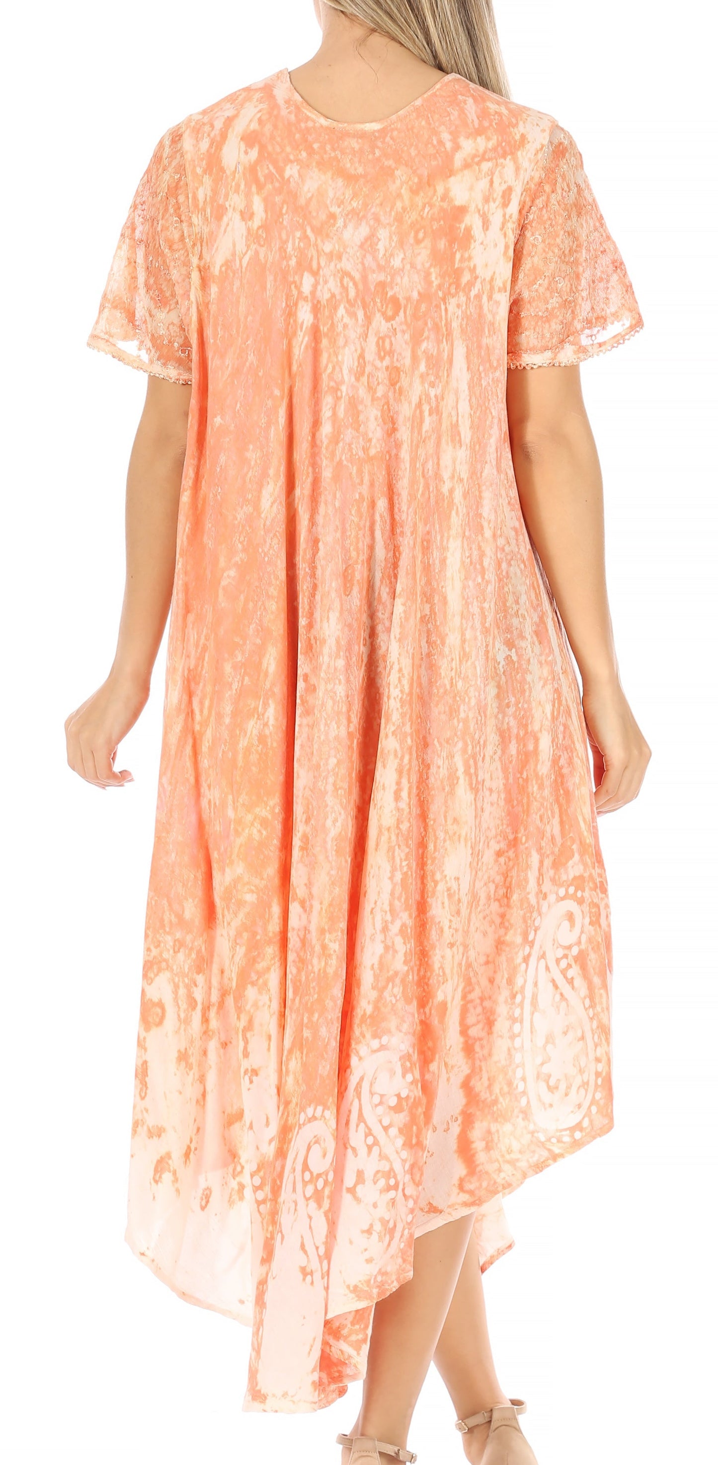 Sakkas Bree Long Embroidered Cap Sleeve Marbled Dress - Concordia Style Boutique