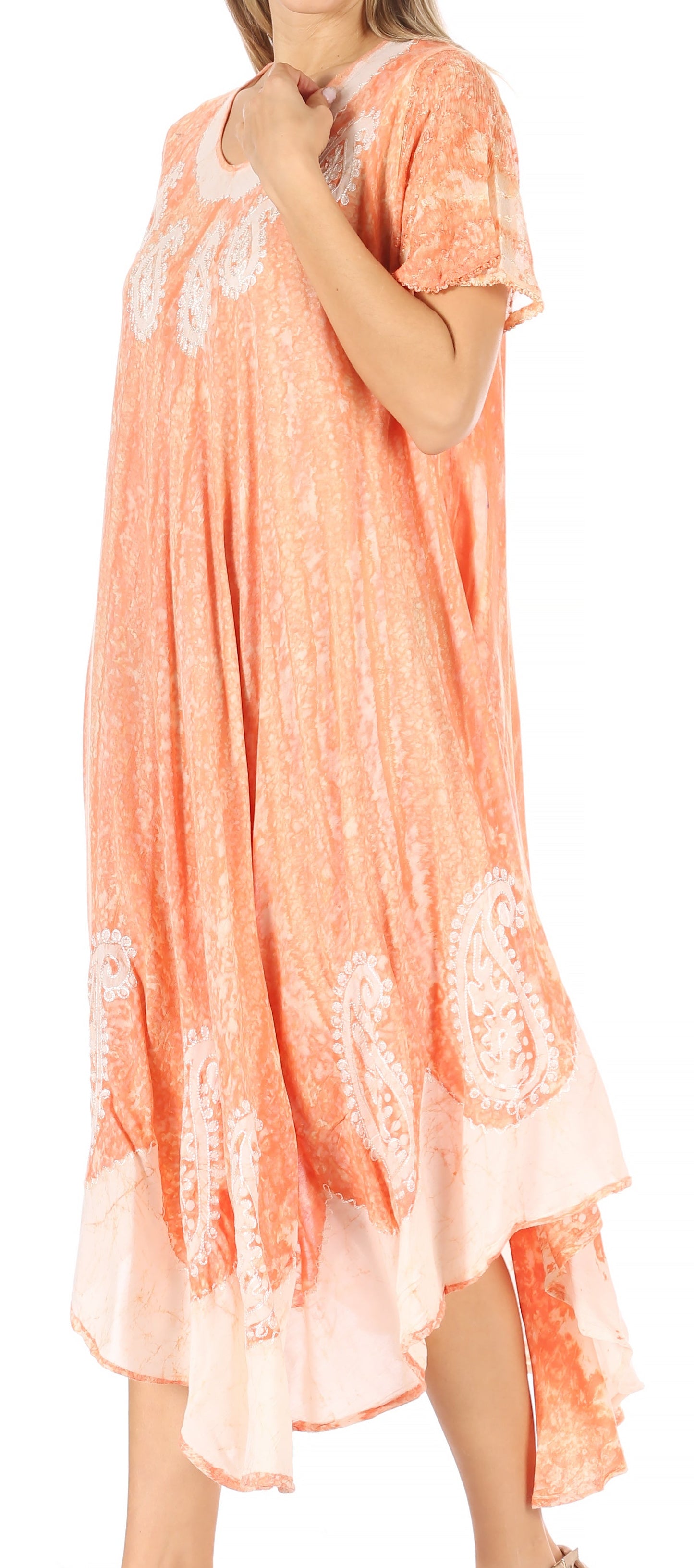Sakkas Bree Long Embroidered Cap Sleeve Marbled Dress - Concordia Style Boutique