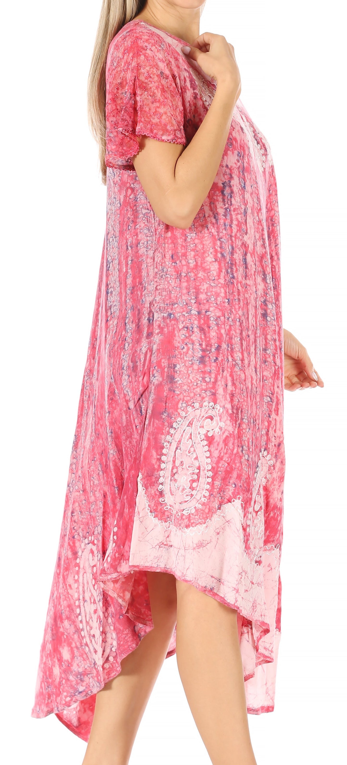 Sakkas Bree Long Embroidered Cap Sleeve Marbled Dress - Concordia Style Boutique