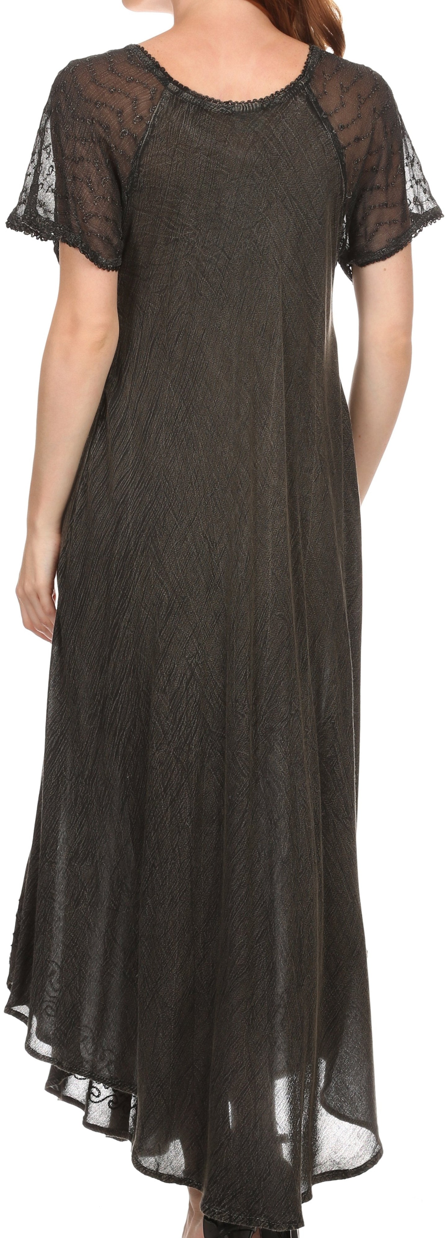 Sakkas Egan Women's Long Embroidered Caftan Dress / Cover Up With Embroidered Cap Sleeves - Concordia Style Boutique