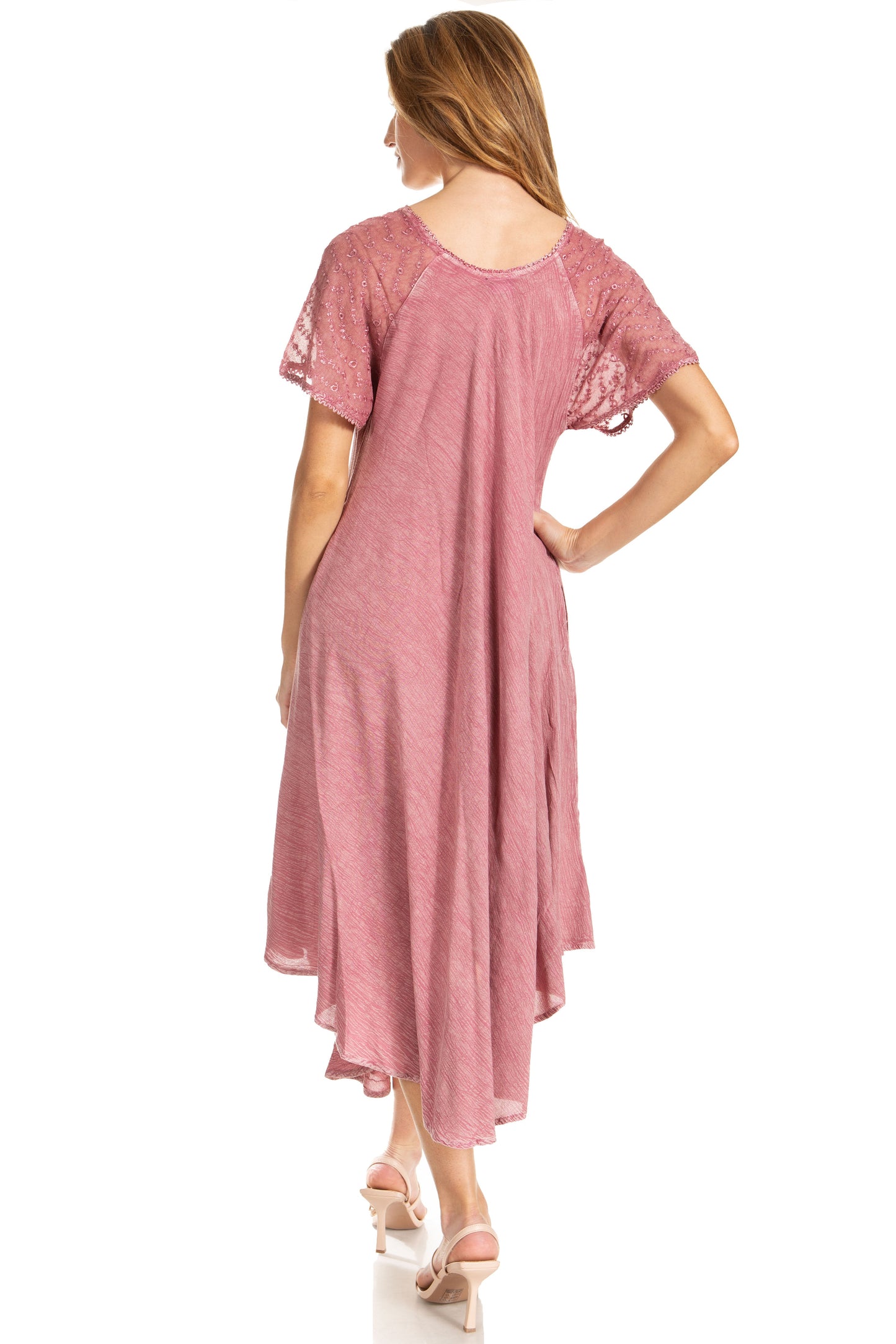 Sakkas Egan Women's Long Embroidered Caftan Dress / Cover Up With Embroidered Cap Sleeves - Concordia Style Boutique