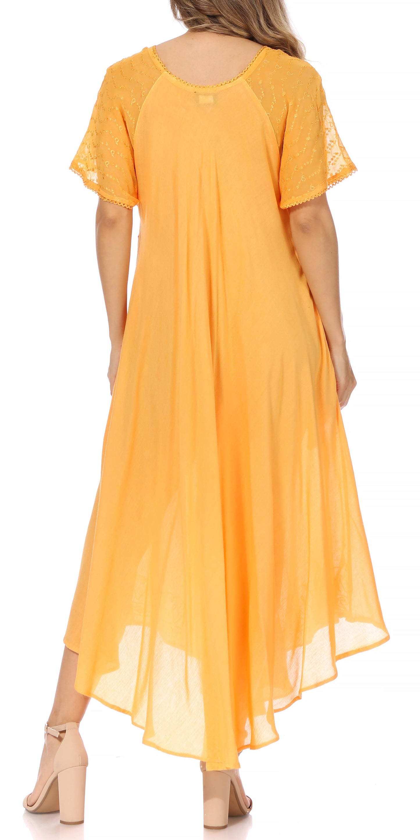 Sakkas Egan Women's Long Embroidered Caftan Dress / Cover Up With Embroidered Cap Sleeves - Concordia Style Boutique