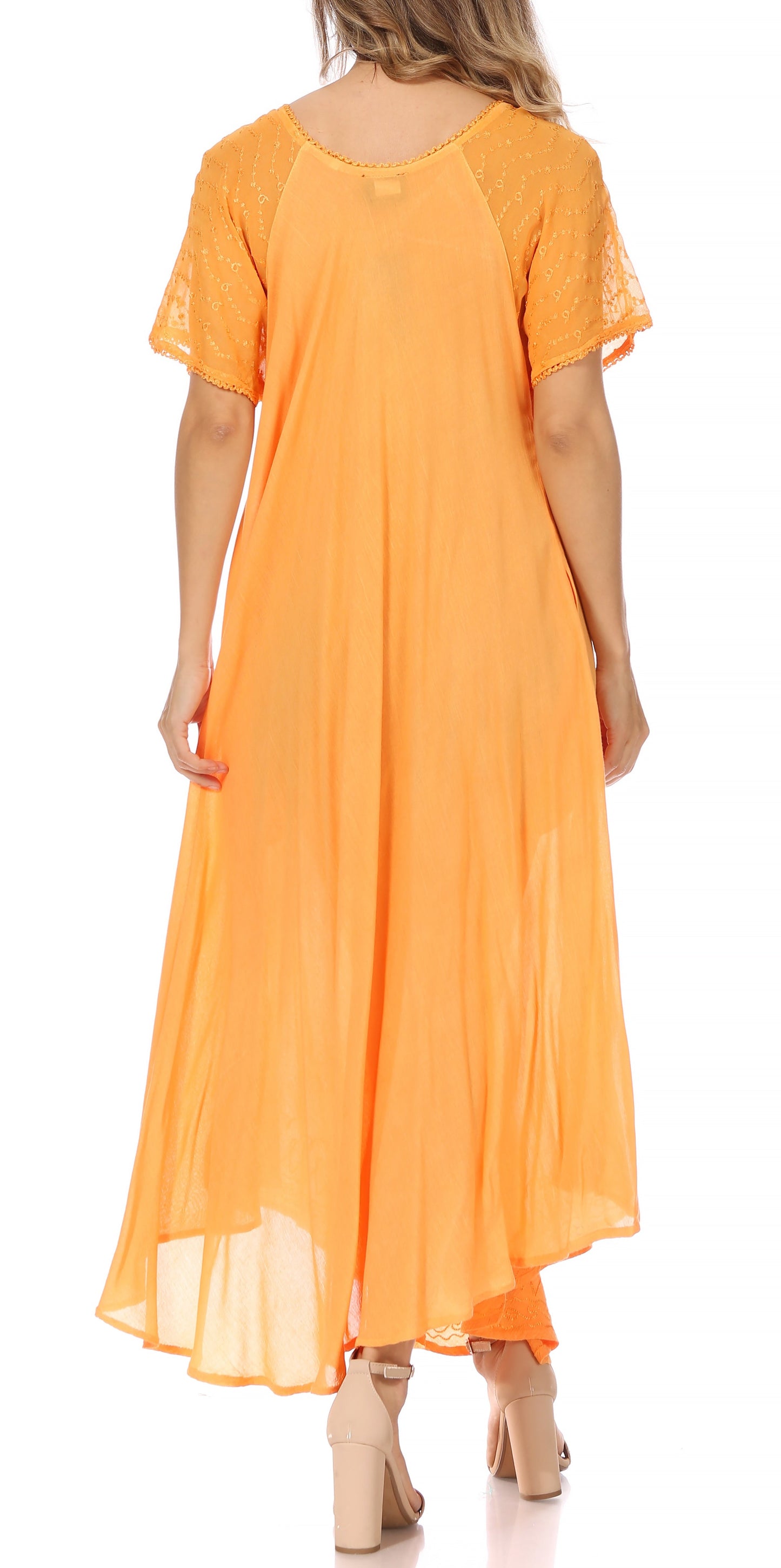 Sakkas Egan Women's Long Embroidered Caftan Dress / Cover Up With Embroidered Cap Sleeves - Concordia Style Boutique