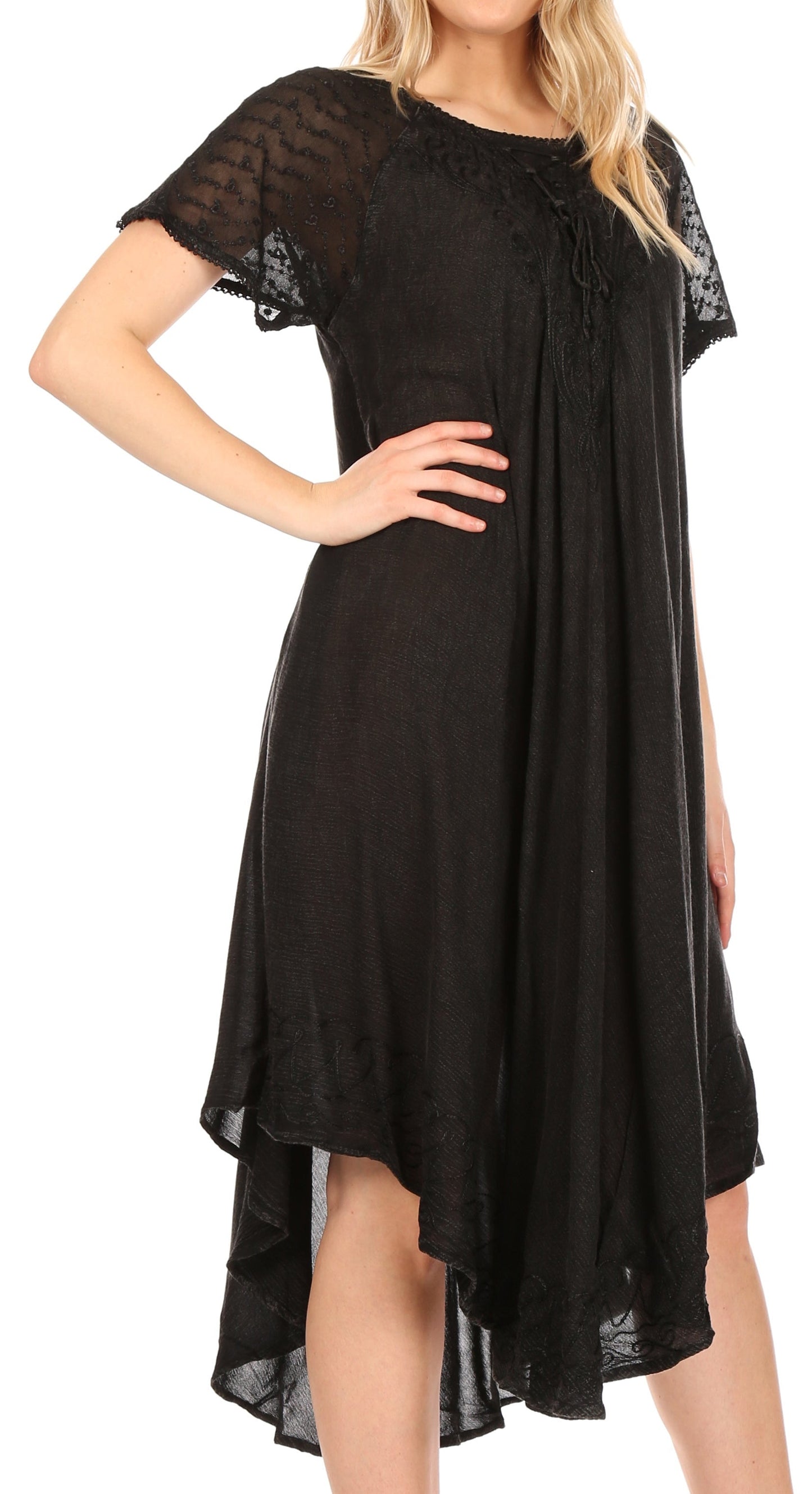 Sakkas Helena Embroidered Nightgown / Women Sleepwear with Eyelet Sleeves - Concordia Style Boutique