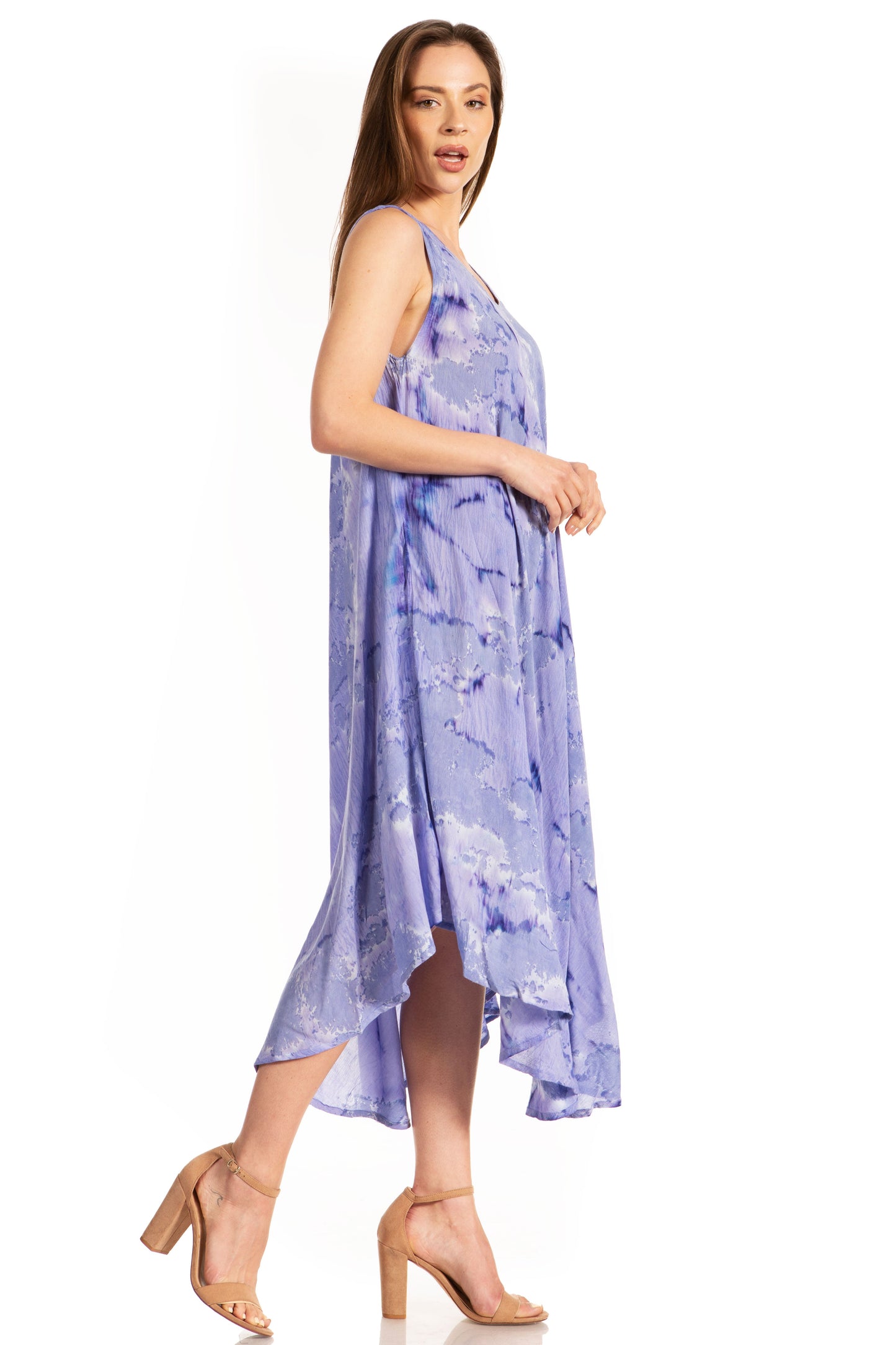 Sakkas Laeila Tie Dye Washed Long Sleeveless Tank Top Caftan Dress / Cover Up - Concordia Style Boutique