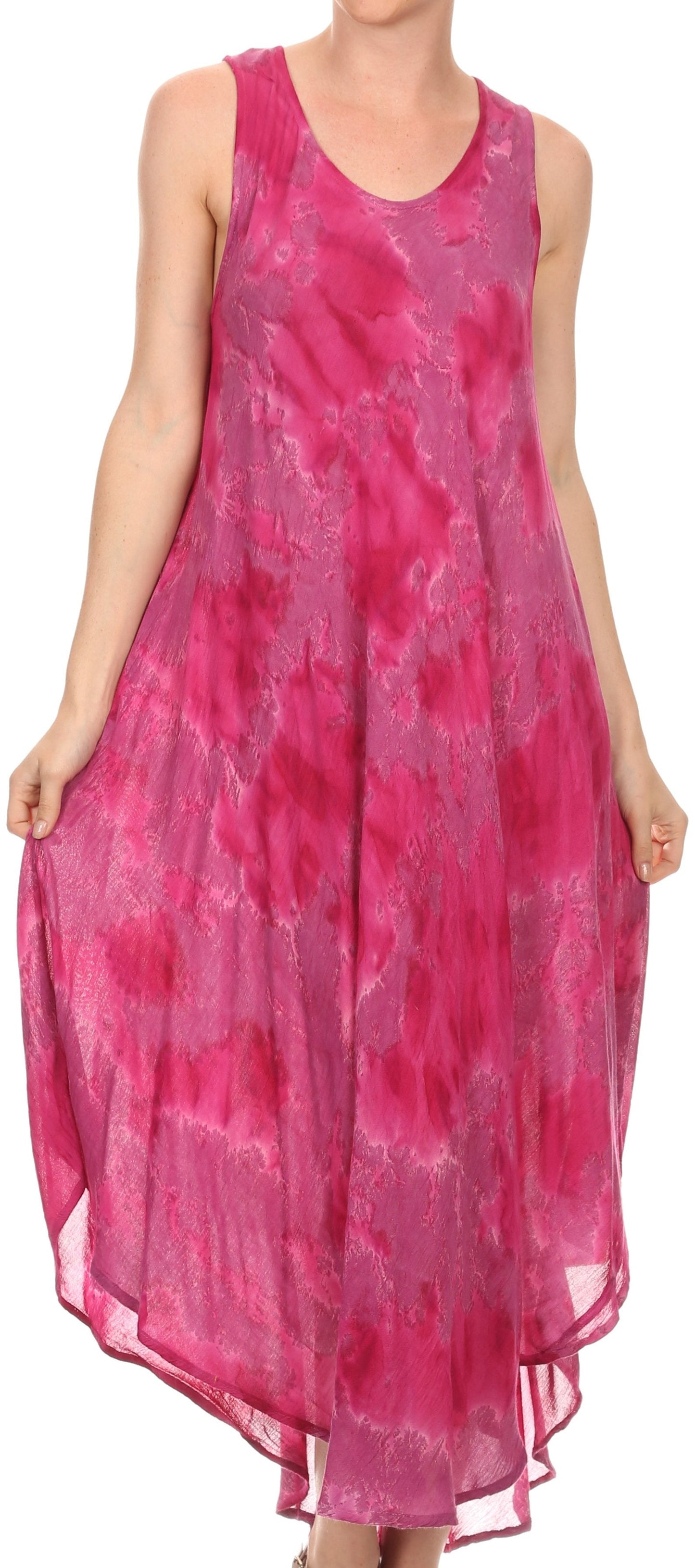 Sakkas Laeila Tie Dye Washed Long Sleeveless Tank Top Caftan Dress / Cover Up - Concordia Style Boutique