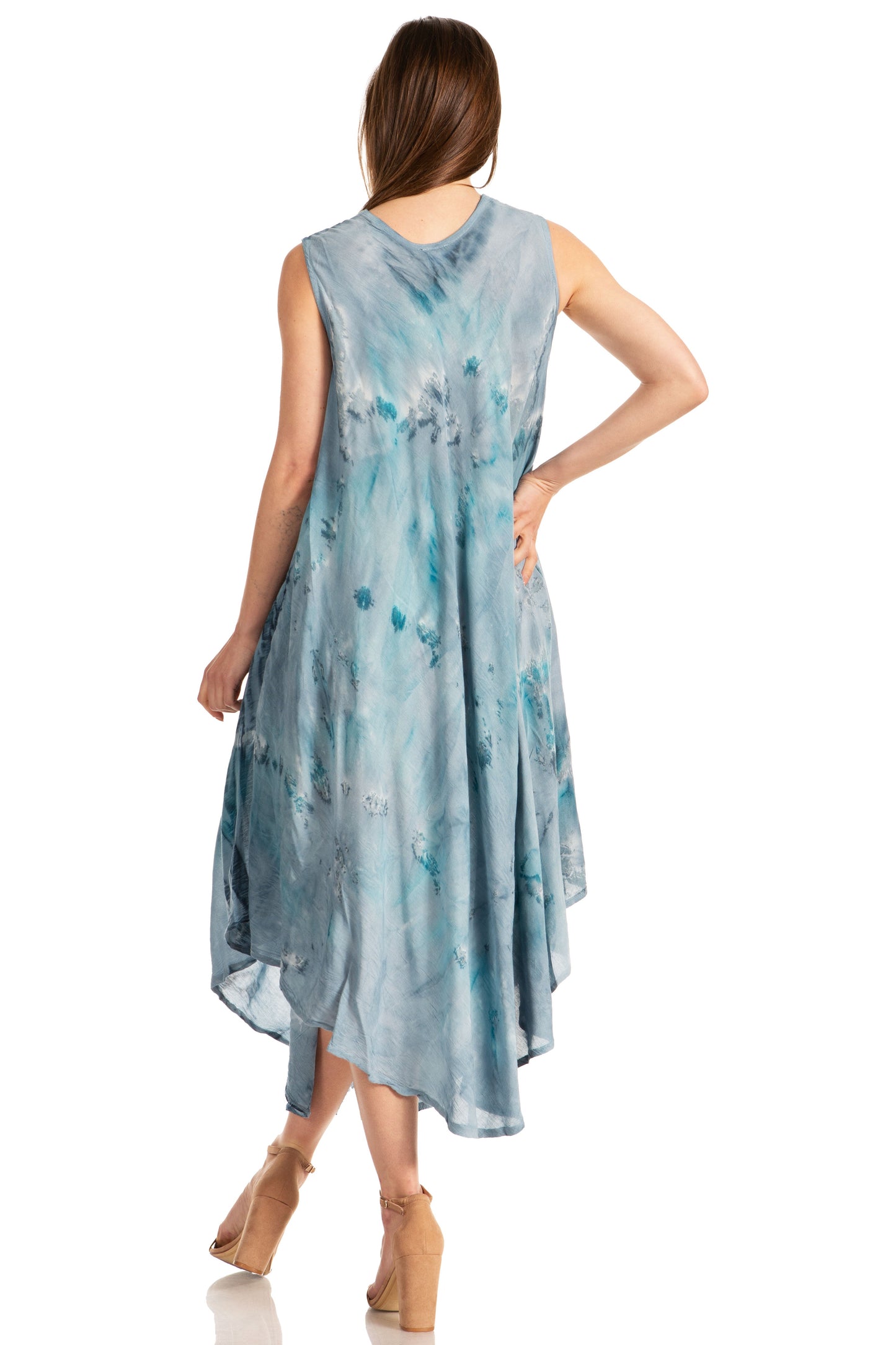 Sakkas Laeila Tie Dye Washed Long Sleeveless Tank Top Caftan Dress / Cover Up - Concordia Style Boutique