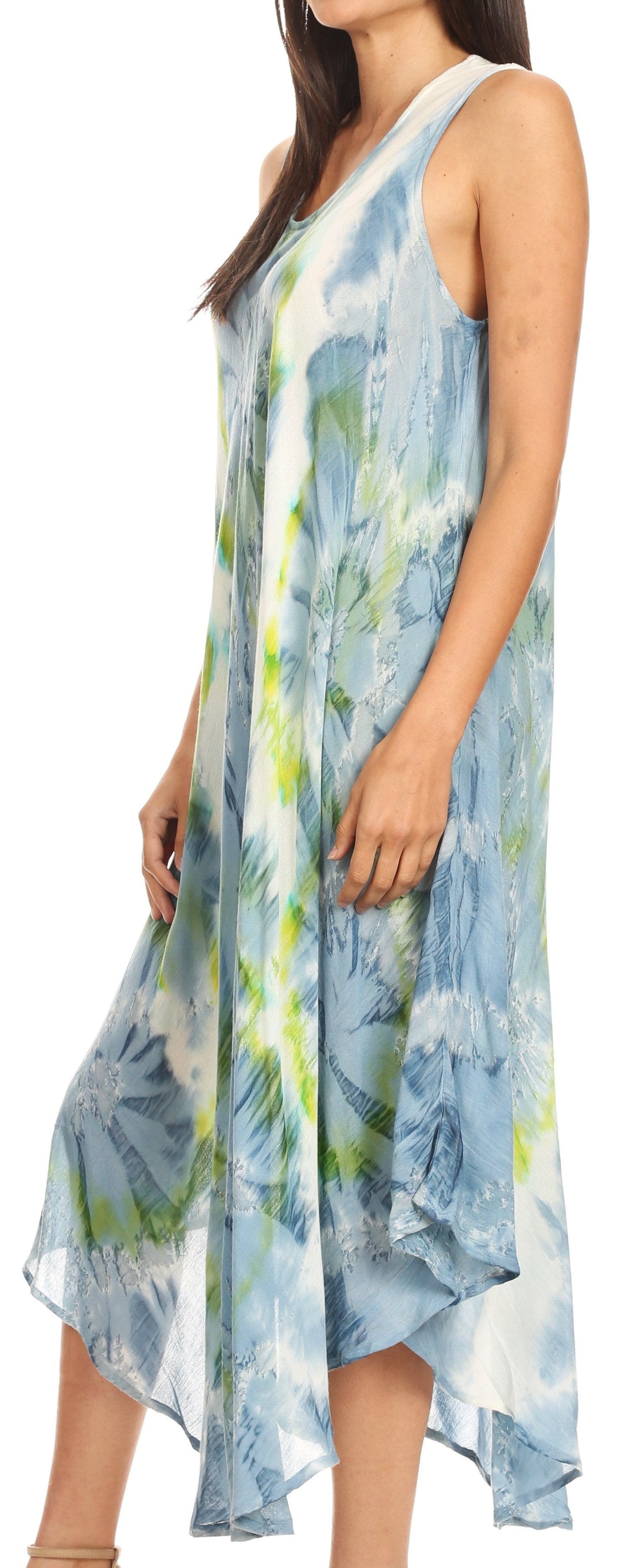 Sakkas Laeila Tie Dye Washed Long Sleeveless Tank Top Caftan Dress / Cover Up - Concordia Style Boutique
