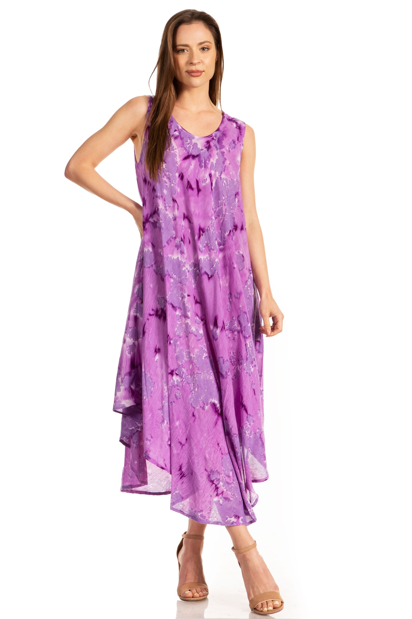 Sakkas Laeila Tie Dye Washed Long Sleeveless Tank Top Caftan Dress / Cover Up - Concordia Style Boutique