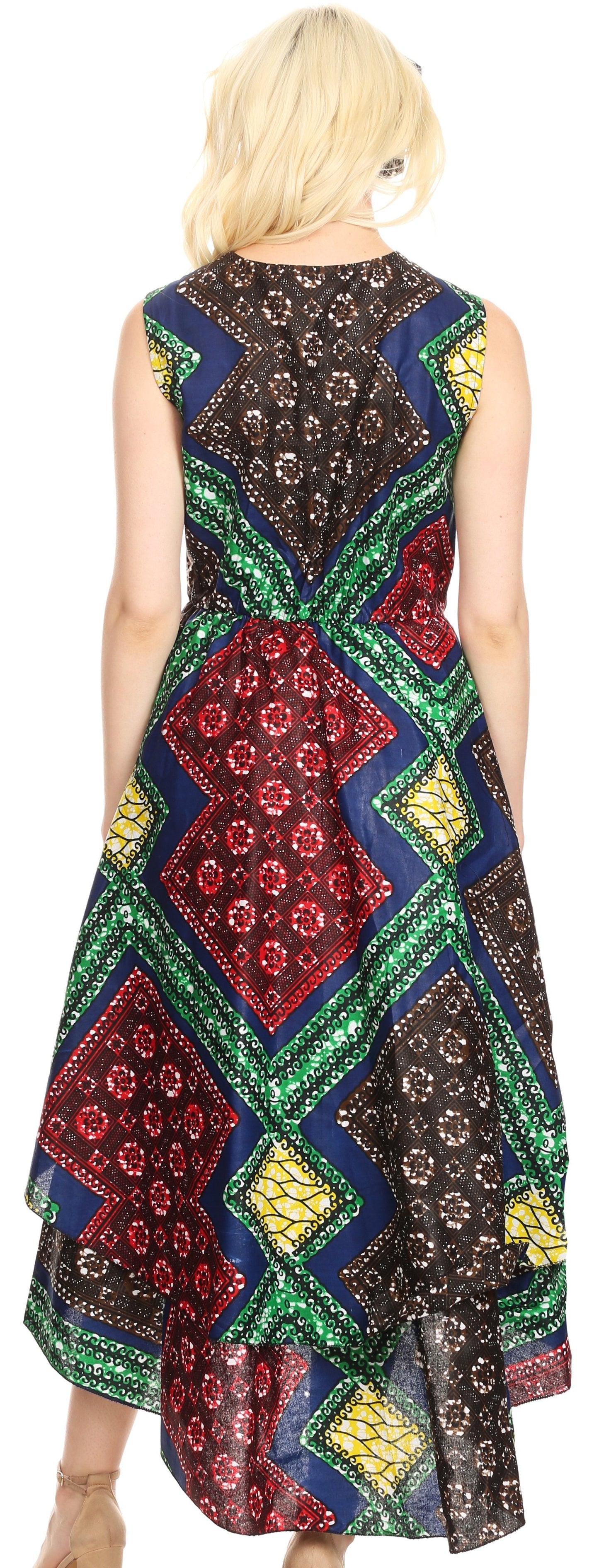Sakkas Emalia Women's Sleeveless Cocktail High Low Hem Dress with Pockets Chambray - Concordia Style Boutique