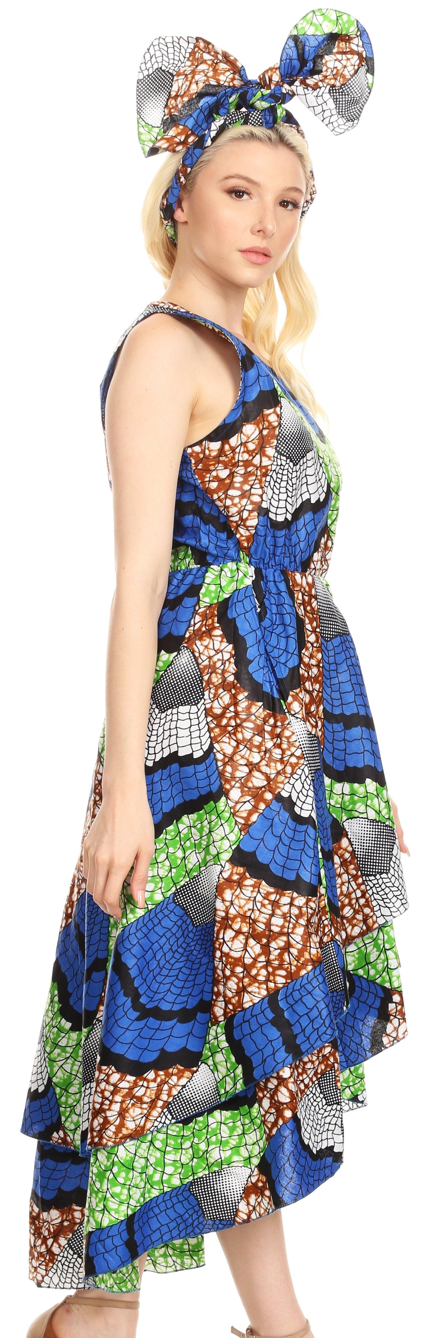 Sakkas Emalia Women's Sleeveless Cocktail High Low Hem Dress with Pockets Chambray - Concordia Style Boutique