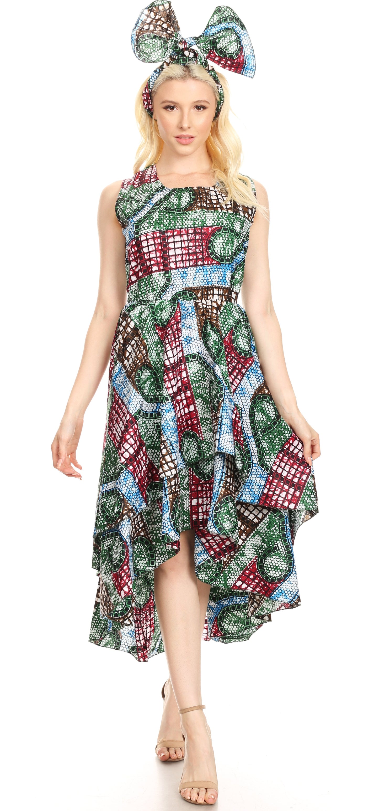 Sakkas Emalia Women's Sleeveless Cocktail High Low Hem Dress with Pockets Chambray - Concordia Style Boutique