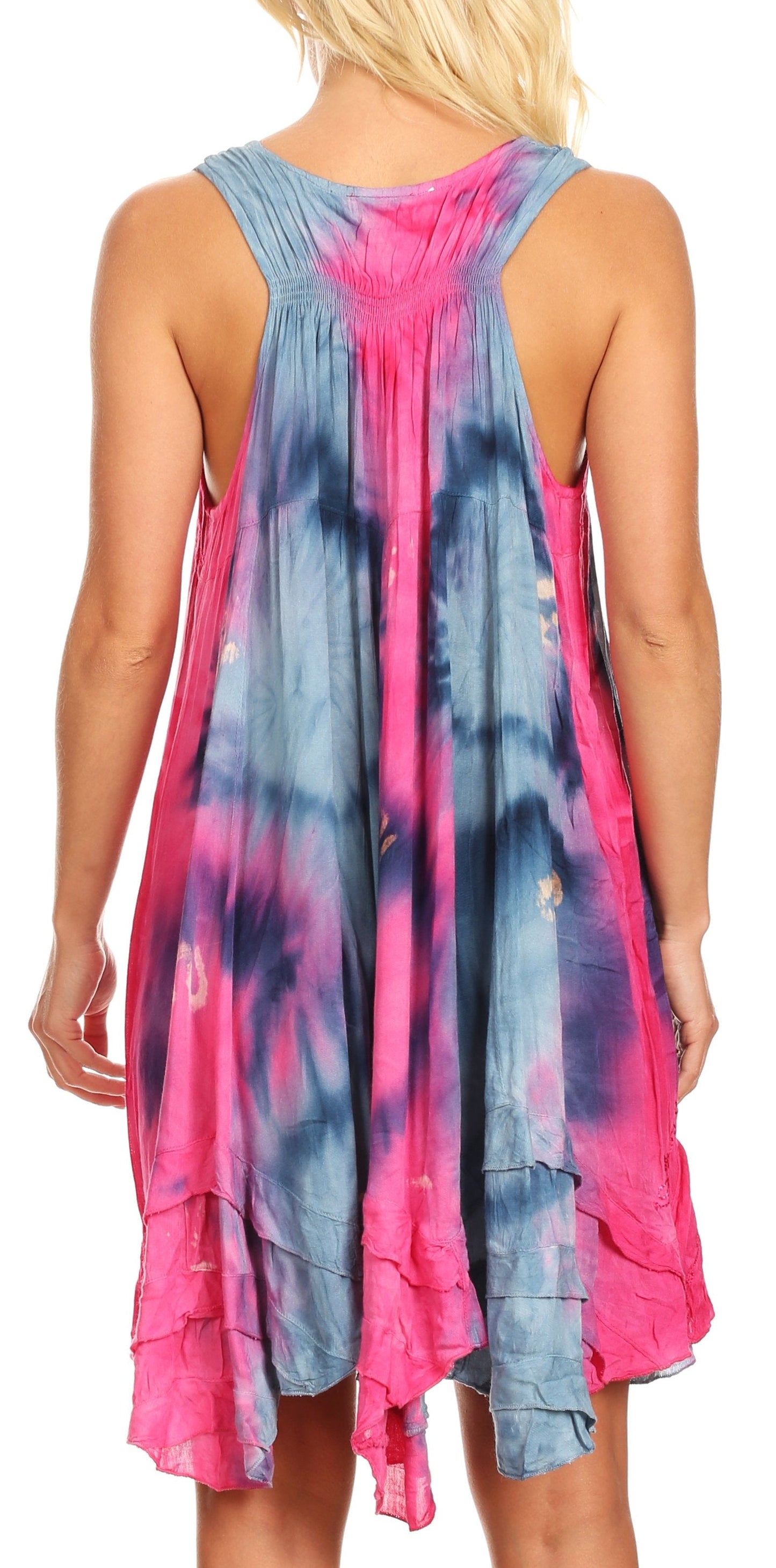 Sakkas Artemi Women's Casual Short Tie-dye Sleeveless Loose Tank Dress Cover-up - Concordia Style Boutique