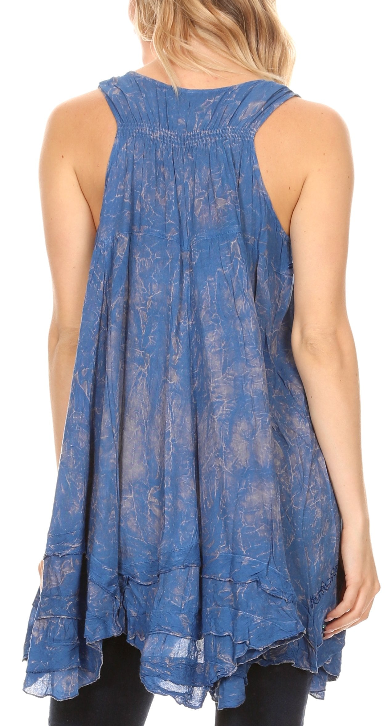 Sakkas Artemi Women's Casual Short Tie-dye Sleeveless Loose Tank Dress Cover-up - Concordia Style Boutique