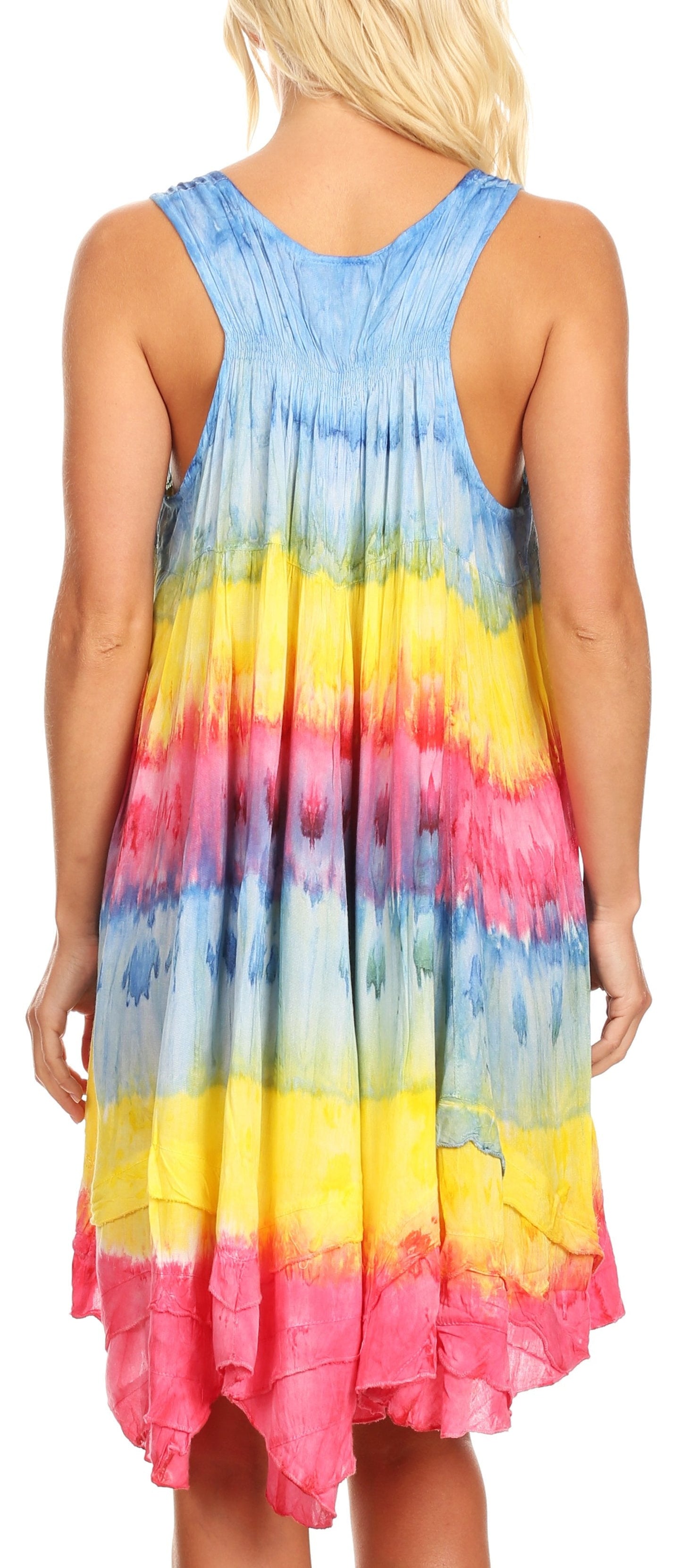 Sakkas Artemi Women's Casual Short Tie-dye Sleeveless Loose Tank Dress Cover-up - Concordia Style Boutique