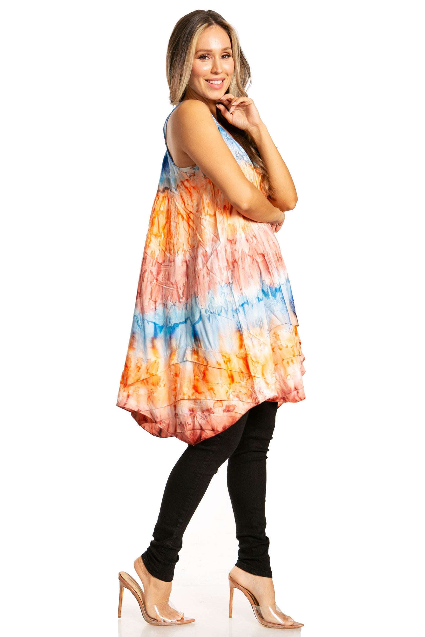 Sakkas Artemi Women's Casual Short Tie-dye Sleeveless Loose Tank Dress Cover-up - Concordia Style Boutique