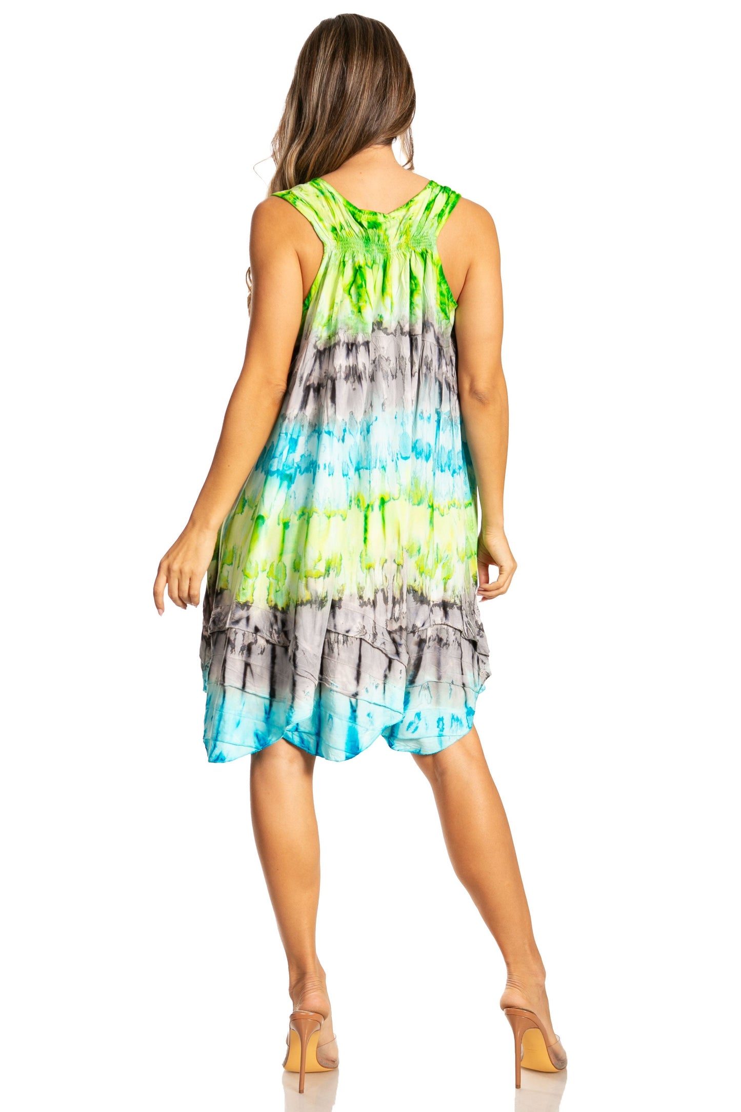 Sakkas Artemi Women's Casual Short Tie-dye Sleeveless Loose Tank Dress Cover-up - Concordia Style Boutique