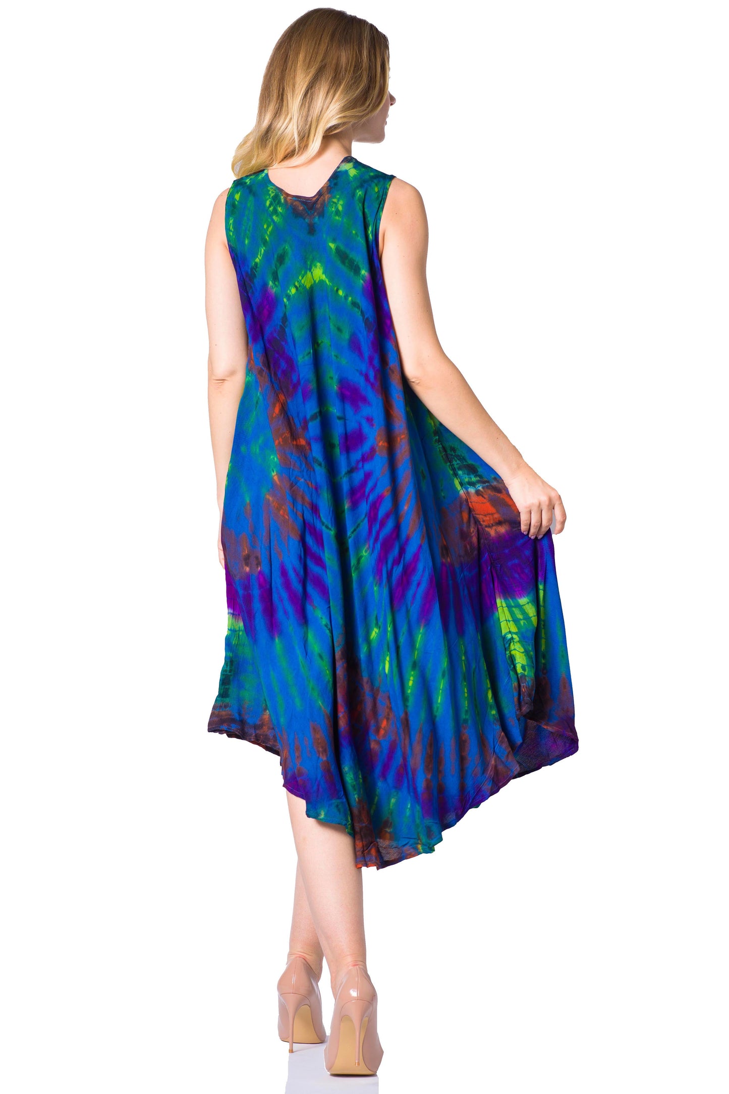 Sakkas Neja Women's Casual Maxi Summer Sleeveless Loose Fit Tie Dye Tank Dress - Concordia Style Boutique