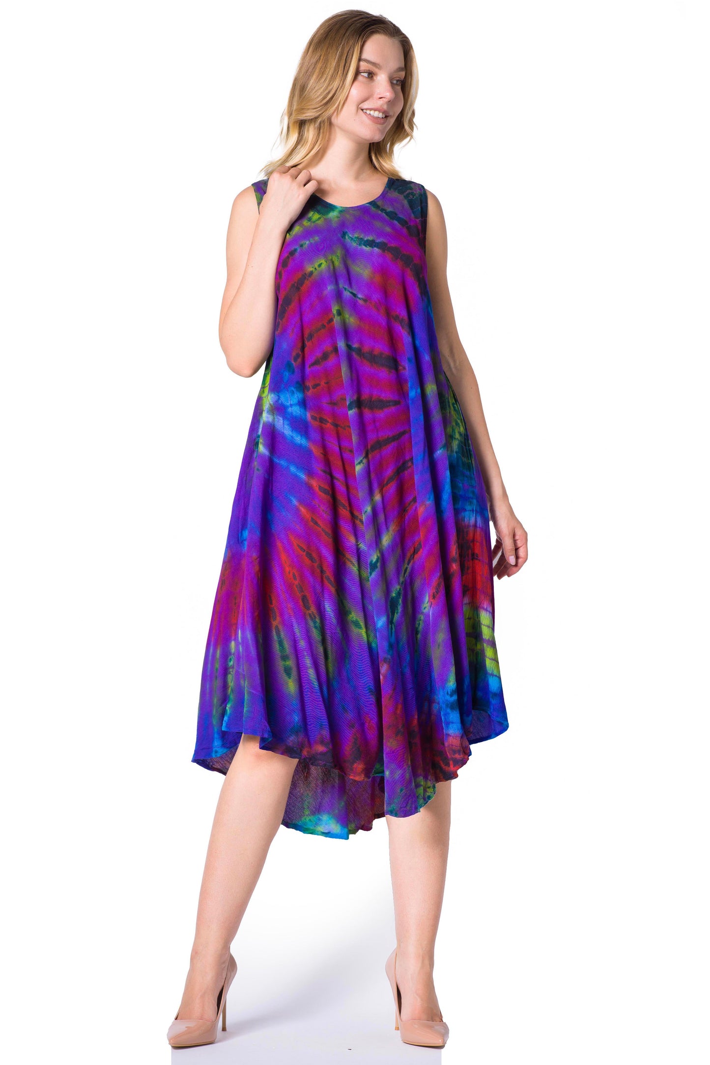Sakkas Neja Women's Casual Maxi Summer Sleeveless Loose Fit Tie Dye Tank Dress - Concordia Style Boutique