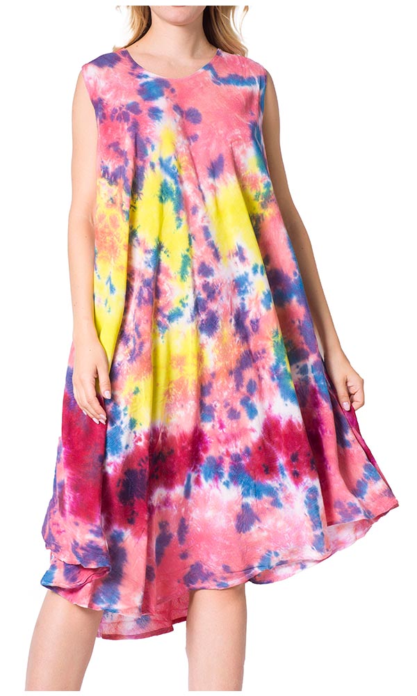 Sakkas Neja Women's Casual Maxi Summer Sleeveless Loose Fit Tie Dye Tank Dress - Concordia Style Boutique