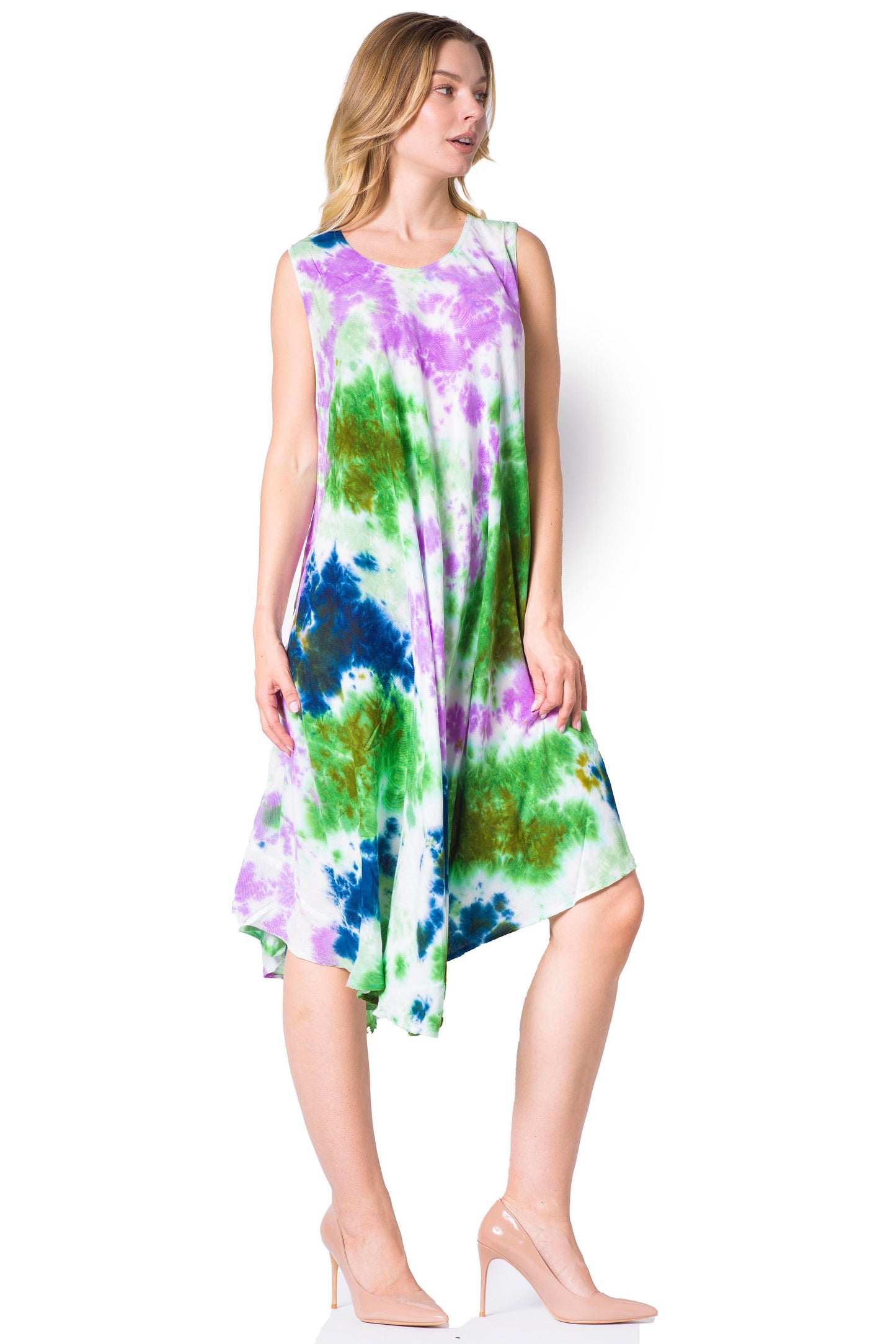 Sakkas Neja Women's Casual Maxi Summer Sleeveless Loose Fit Tie Dye Tank Dress - Concordia Style Boutique