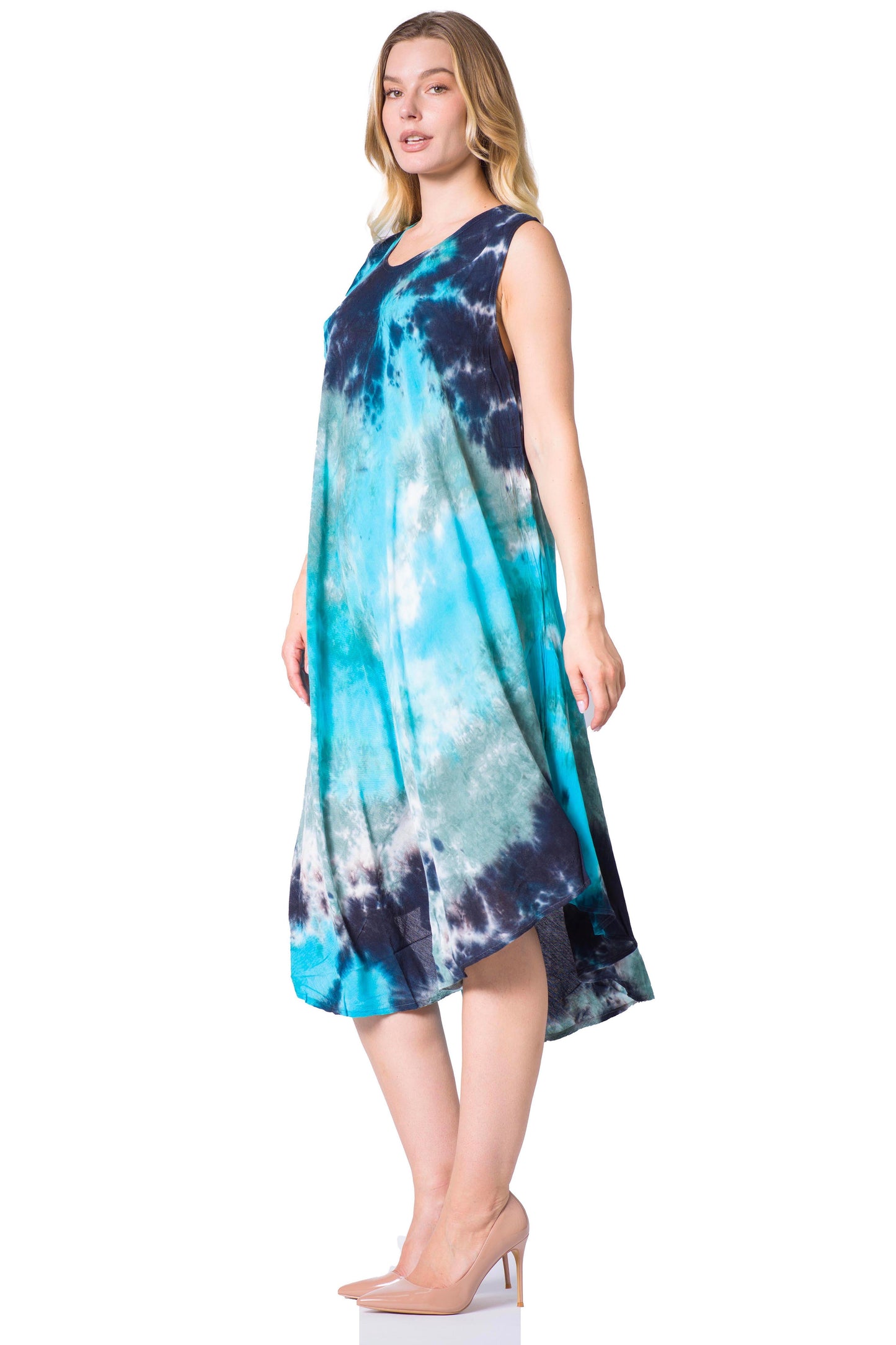 Sakkas Neja Women's Casual Maxi Summer Sleeveless Loose Fit Tie Dye Tank Dress - Concordia Style Boutique