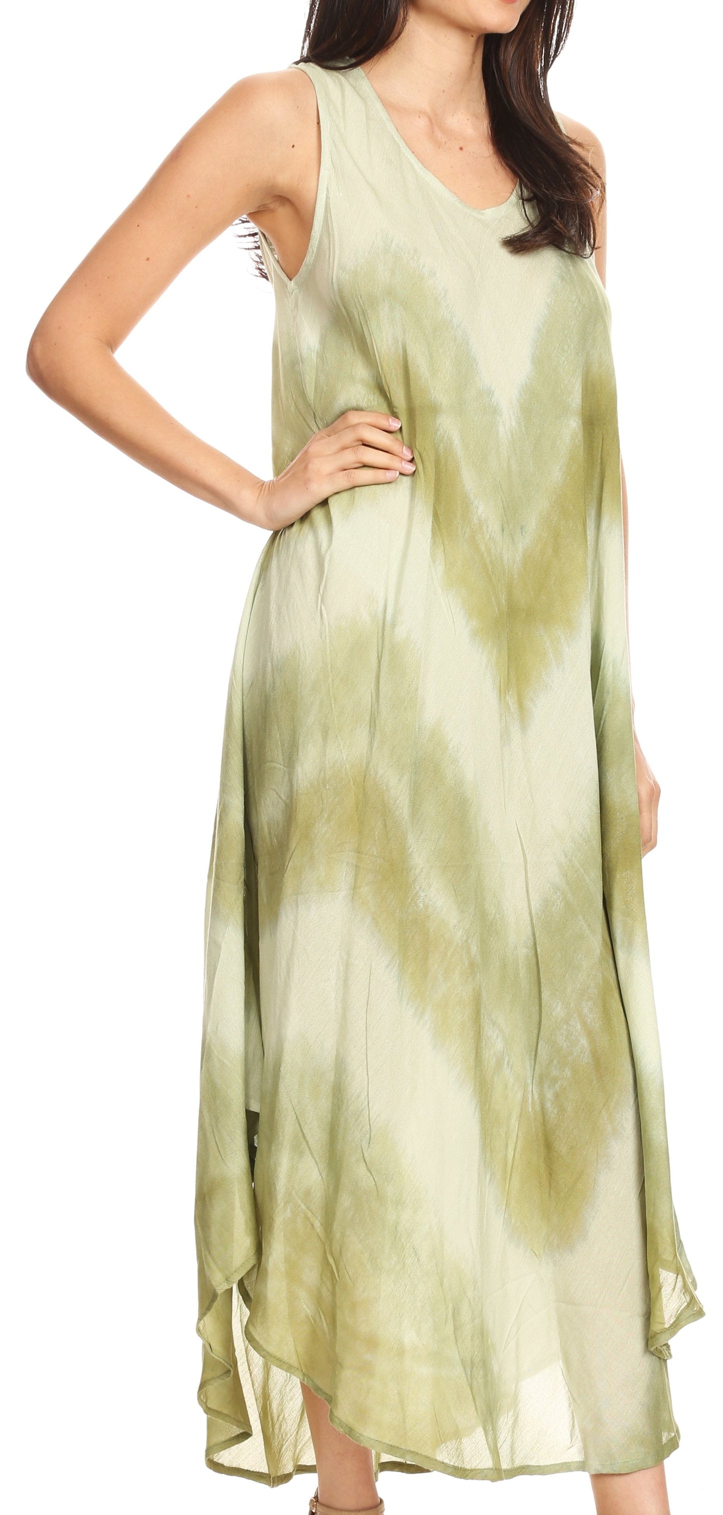 Sakkas Neja Women's Casual Maxi Summer Sleeveless Loose Fit Tie Dye Tank Dress - Concordia Style Boutique