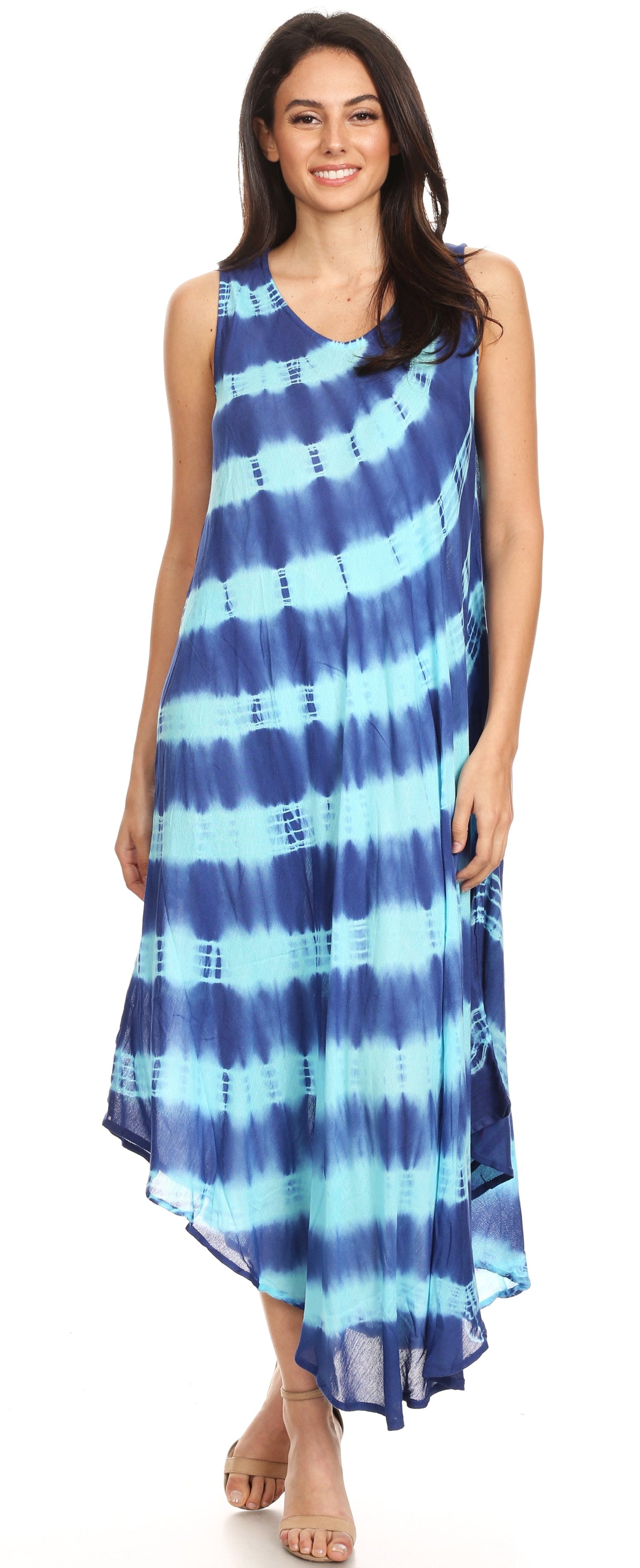 Sakkas Neja Women's Casual Maxi Summer Sleeveless Loose Fit Tie Dye Tank Dress - Concordia Style Boutique