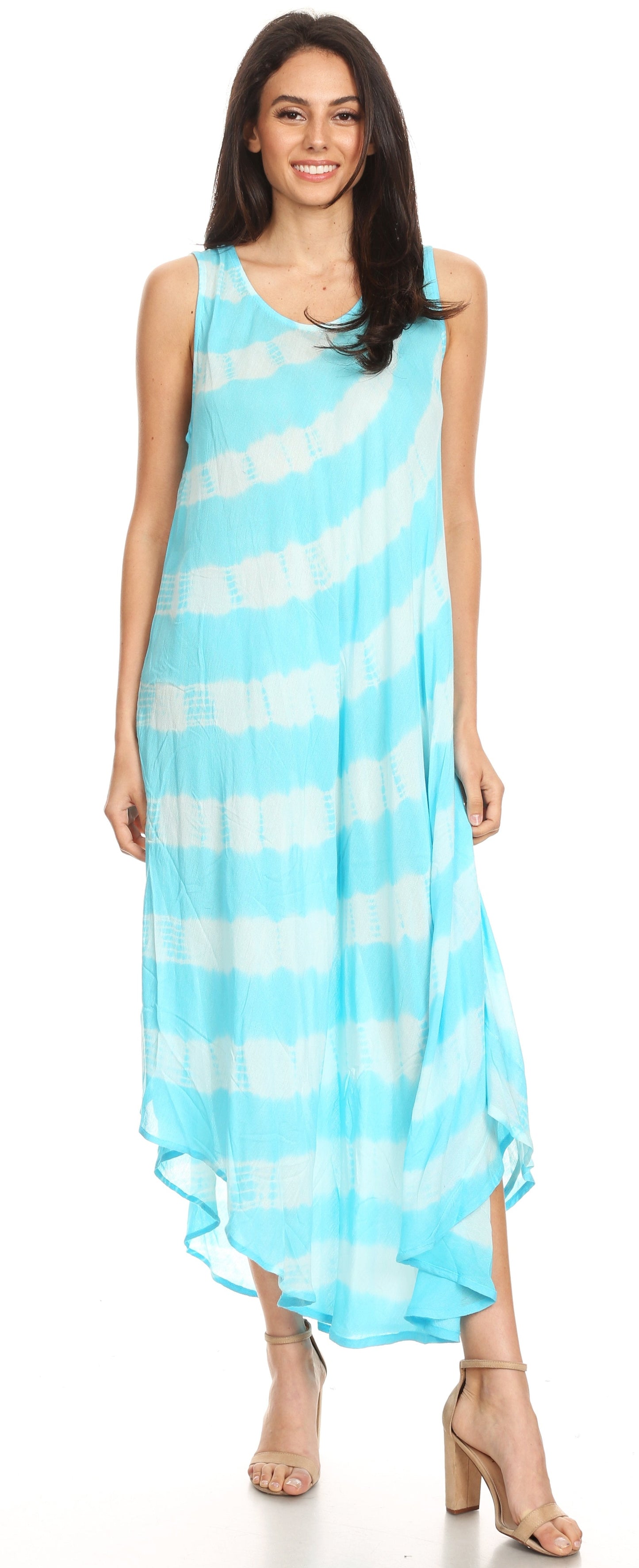 Sakkas Neja Women's Casual Maxi Summer Sleeveless Loose Fit Tie Dye Tank Dress - Concordia Style Boutique