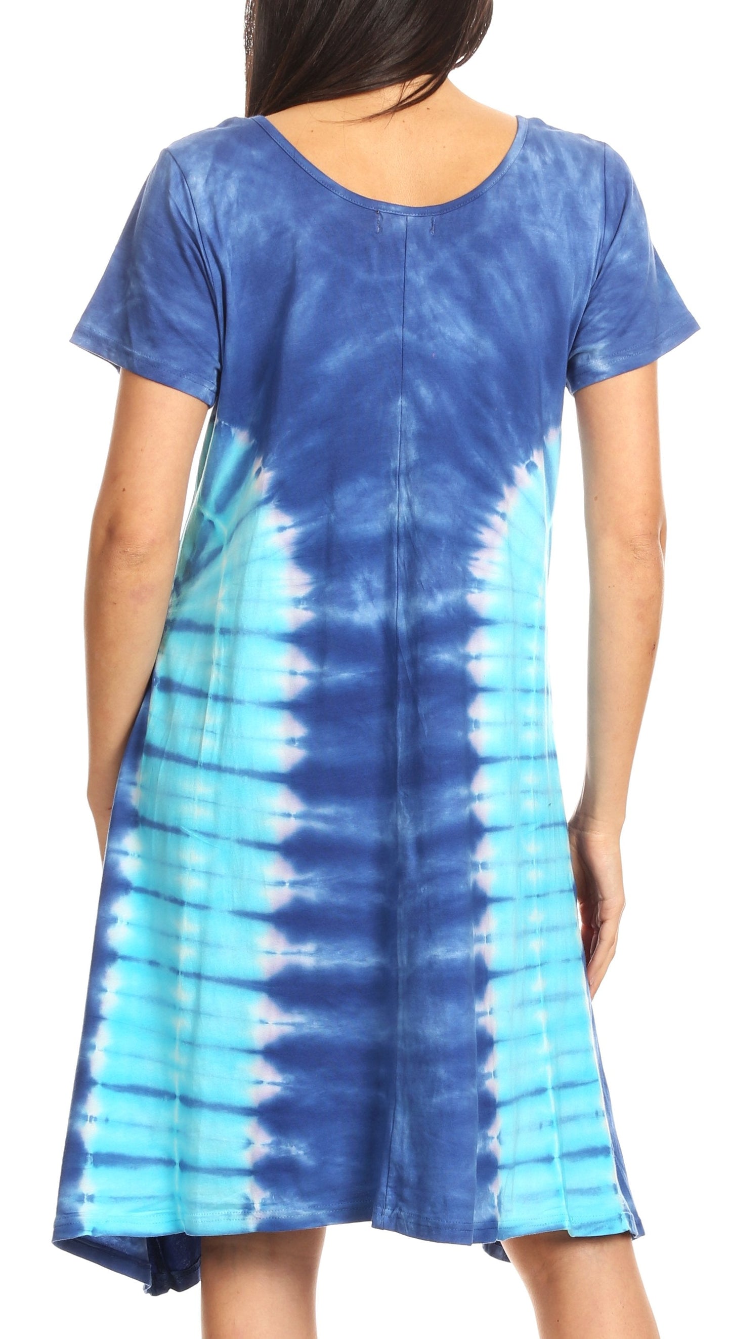 Sakkas Sirena Women's Short Sleeve Loose Plain Midi Casual Scoop Neck Flared Dress - Concordia Style Boutique