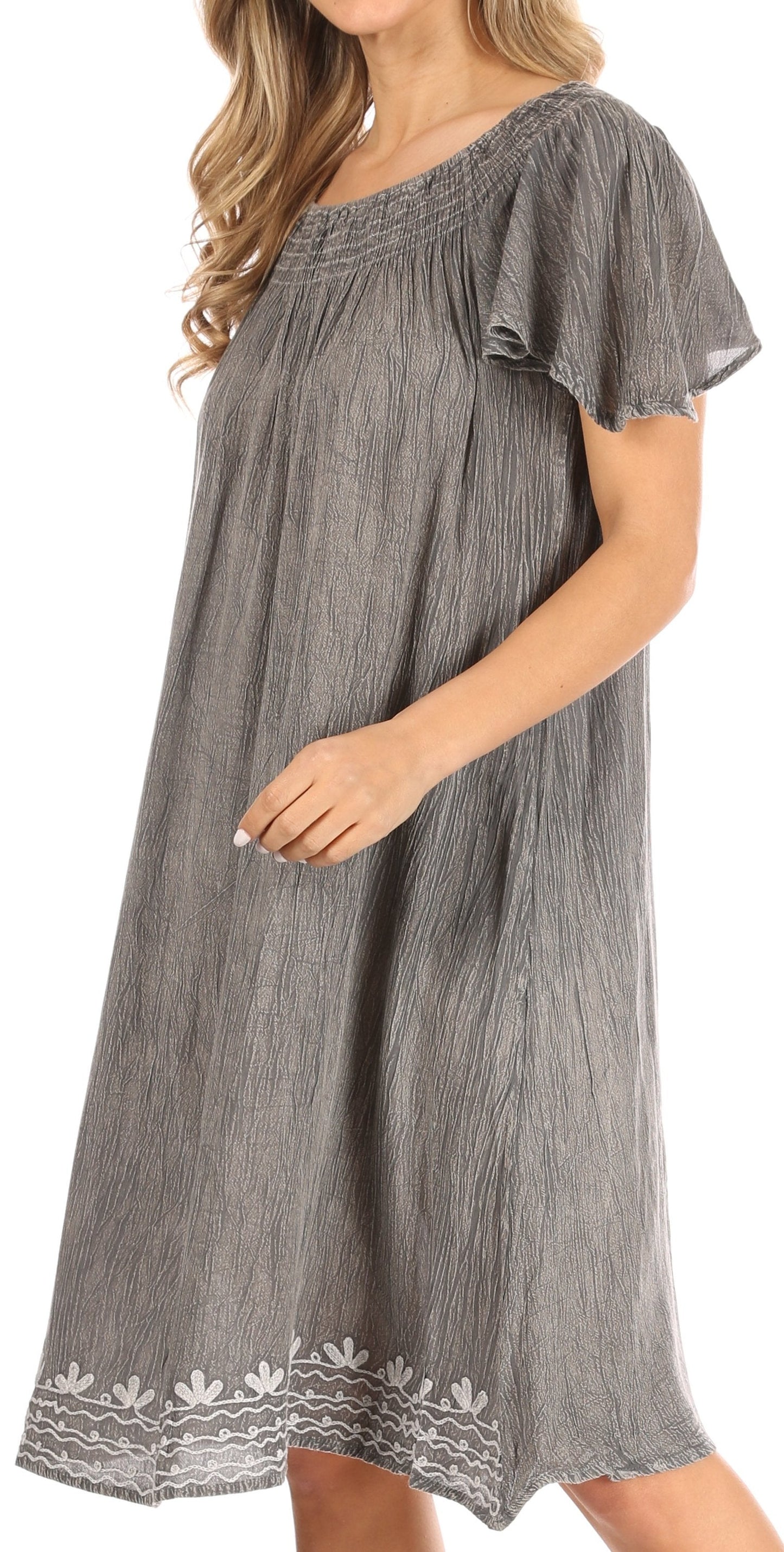 Sakkas Desma Women Casual Loose Summer off Shoulder Midi Boho Dress Cover-up - Concordia Style Boutique