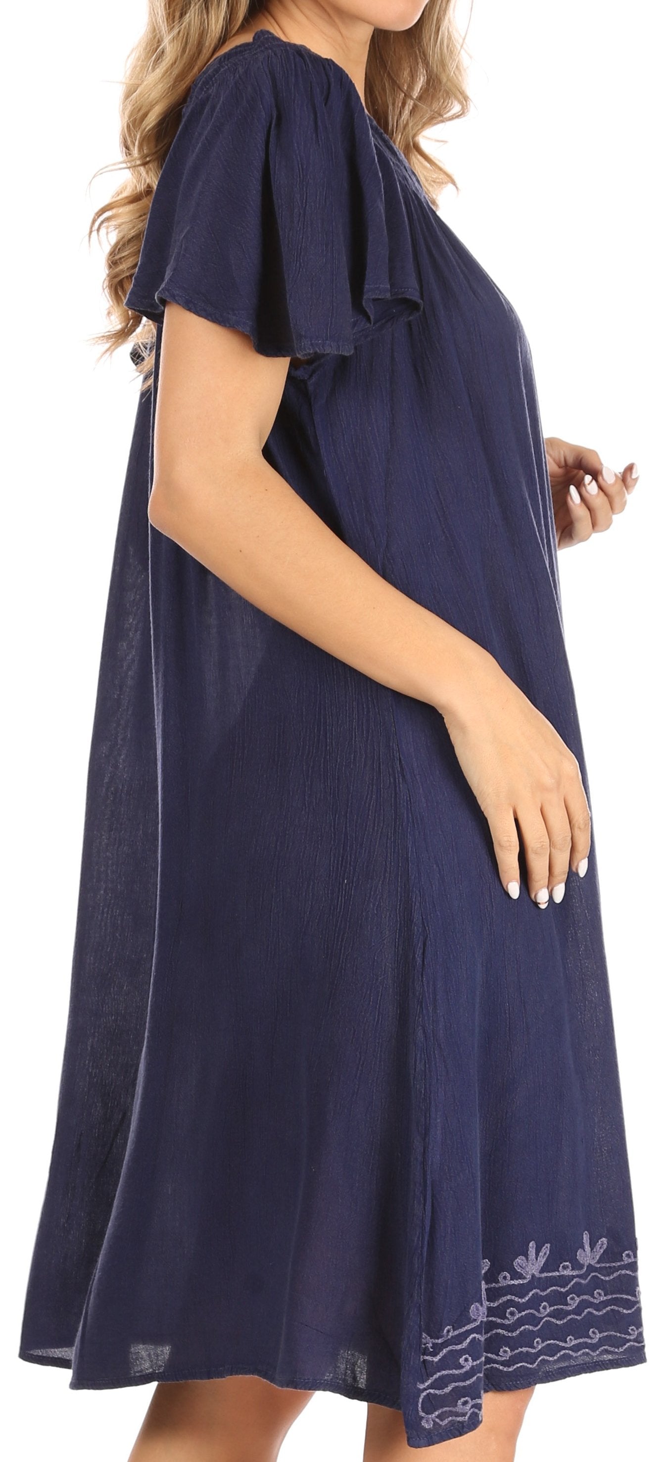 Sakkas Desma Women Casual Loose Summer off Shoulder Midi Boho Dress Cover-up - Concordia Style Boutique
