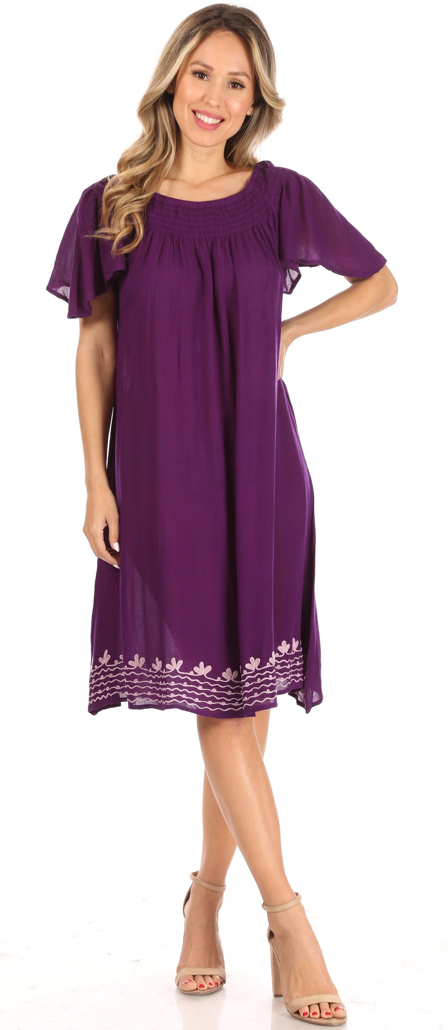 Sakkas Desma Women Casual Loose Summer off Shoulder Midi Boho Dress Cover-up - Concordia Style Boutique