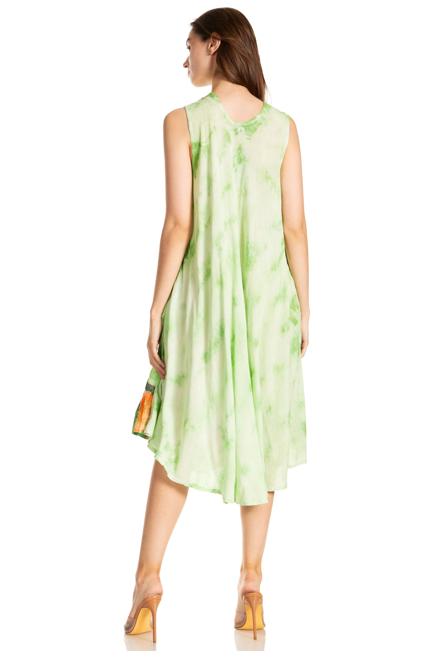 Sakkas Butterfly Tie Dye Tank Sheath Caftan Mid Length Dress - Concordia Style Boutique