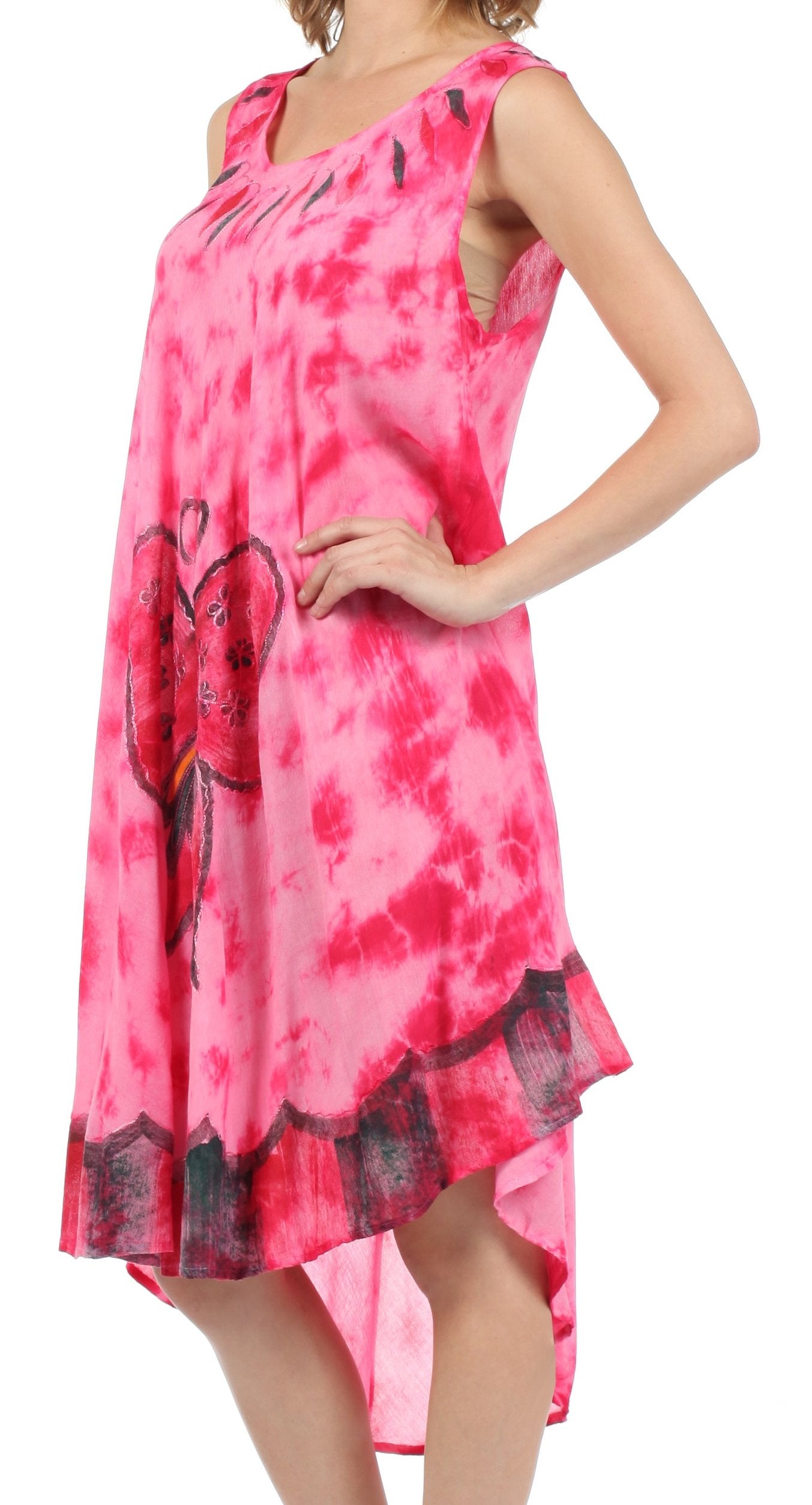 Sakkas Butterfly Tie Dye Tank Sheath Caftan Mid Length Dress - Concordia Style Boutique