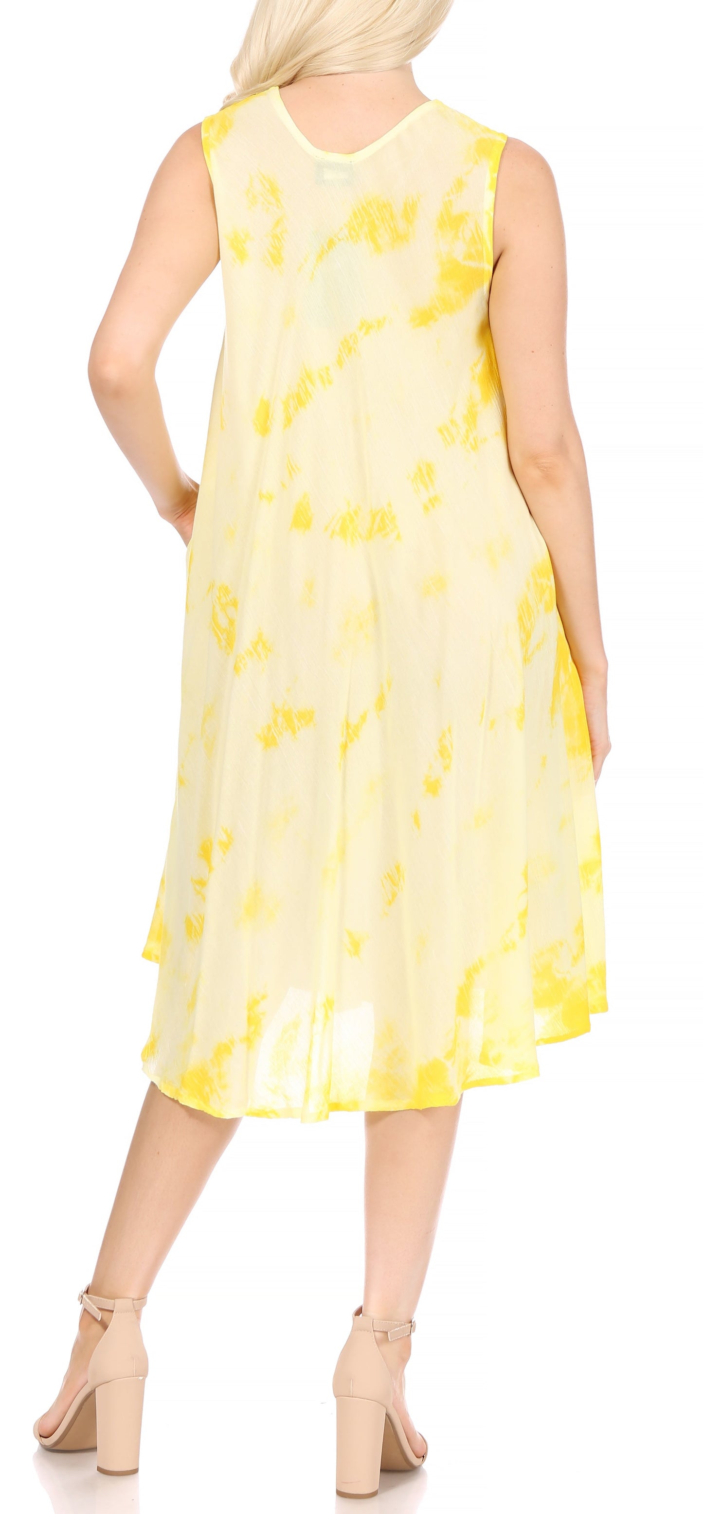Sakkas Butterfly Tie Dye Tank Sheath Caftan Mid Length Dress - Concordia Style Boutique