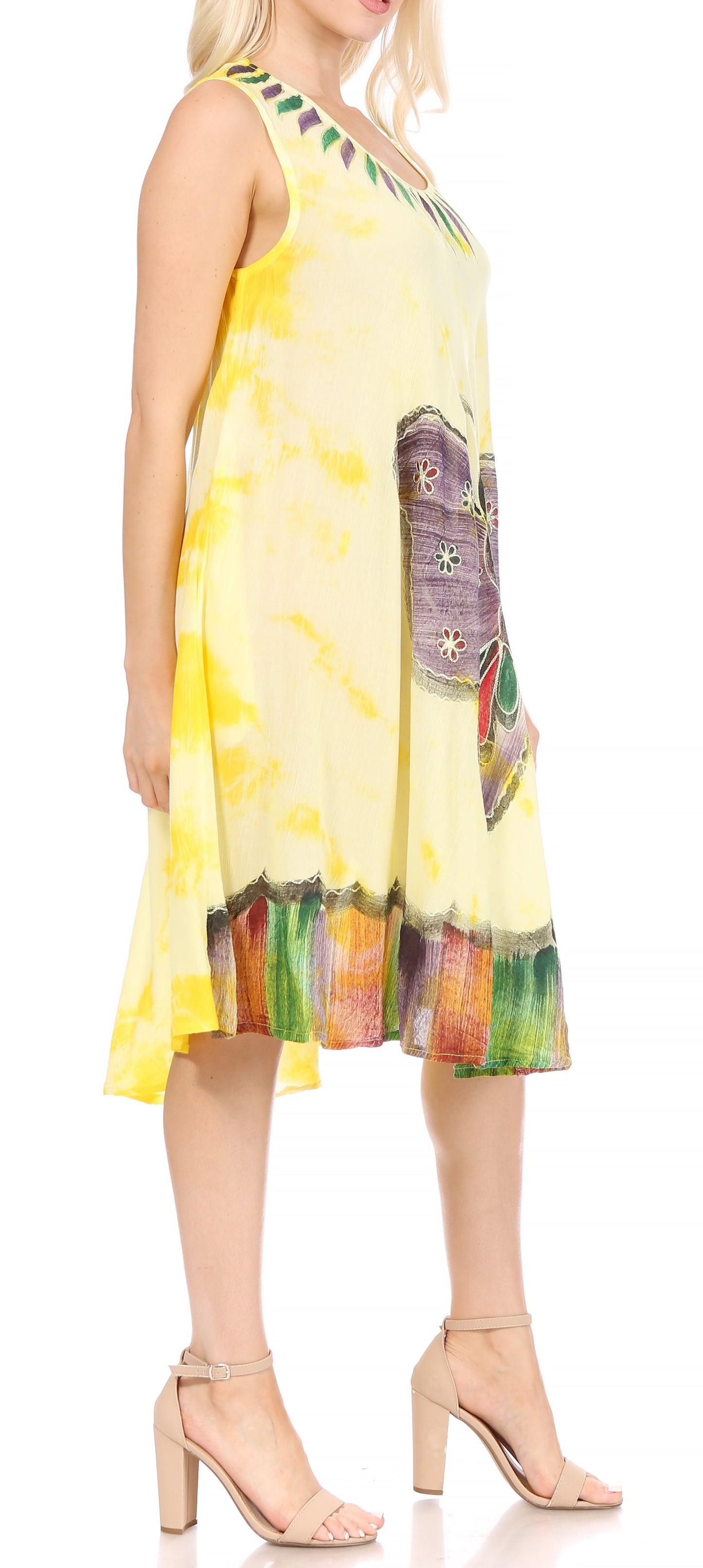 Sakkas Butterfly Tie Dye Tank Sheath Caftan Mid Length Dress - Concordia Style Boutique